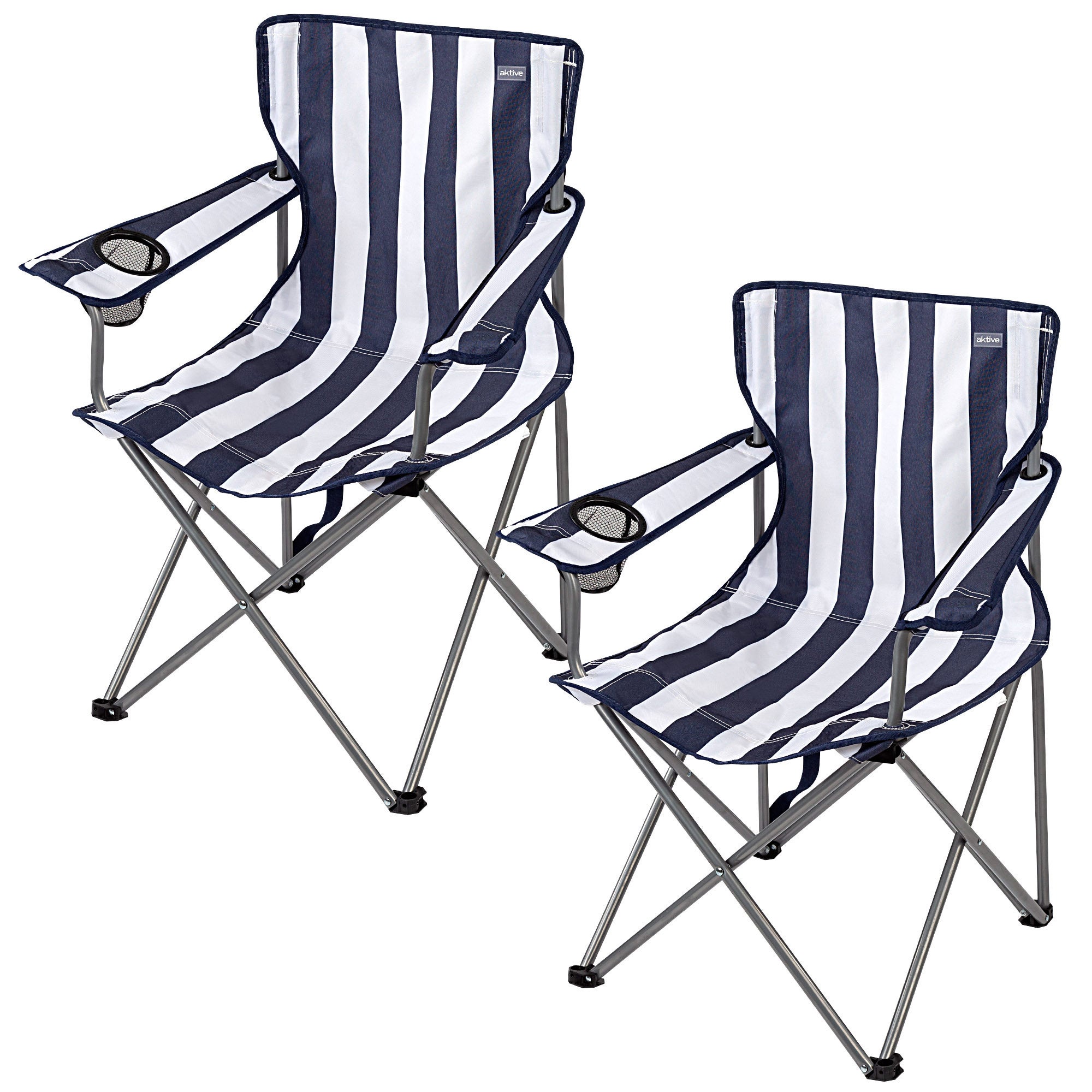 Aktive pack 2 sillas camping altas 45x47x82 cm rayas