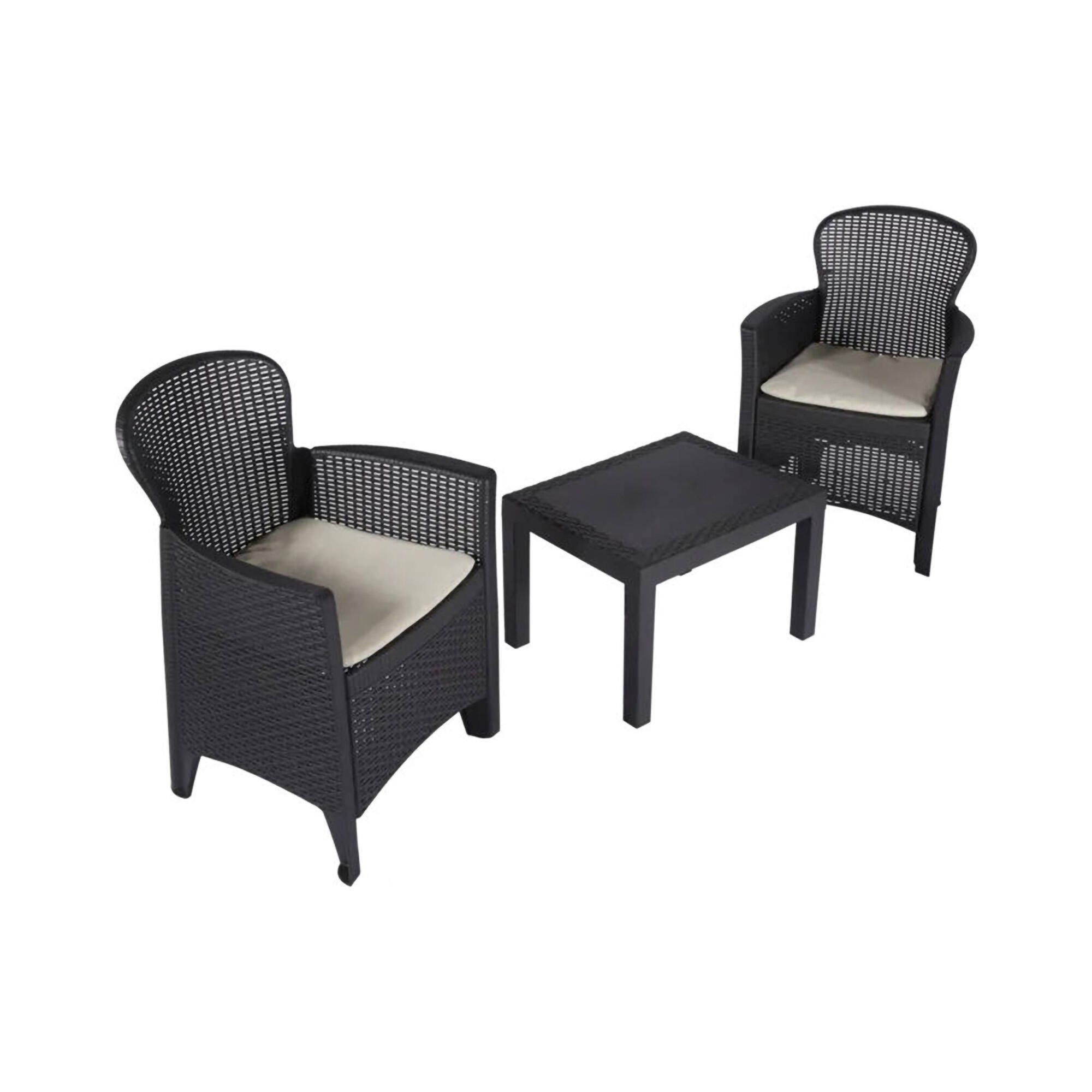 Salon intérieur et extérieur composé de : 2 fauteuils et 1 table basse, avec 2 coussins, Made in Italy, couleur Anthracite - 4