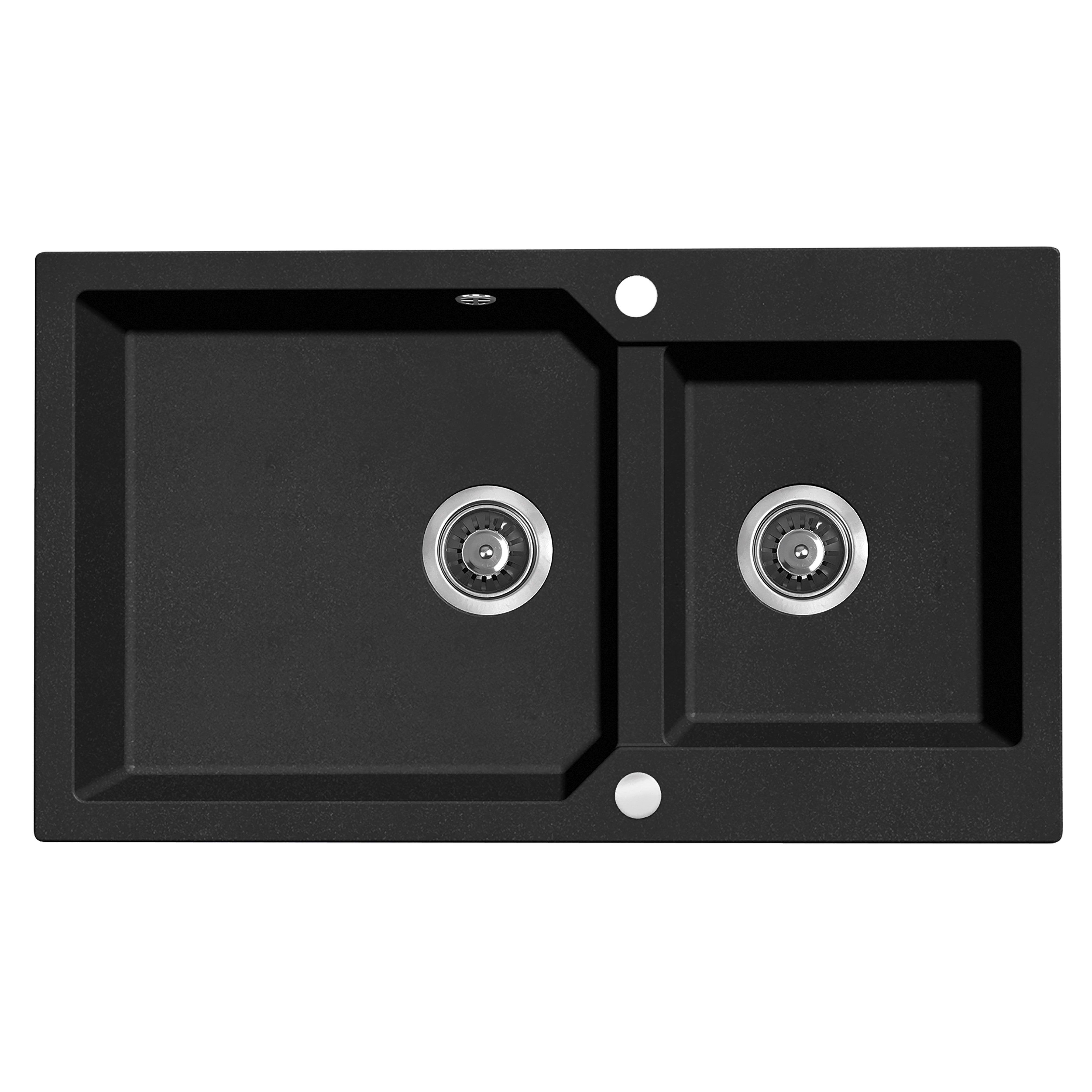 Zlewozmywak Granitowy 2-komorowy 50x86cm z syfonem Czarny MILOS Laveo