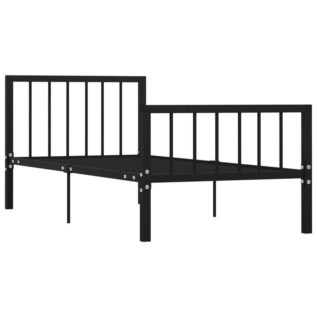 Łóżko Metalowe Czarne Rama Łóżka Ze Stelażem Do Sypialni Pokoju 100 x 200 cm