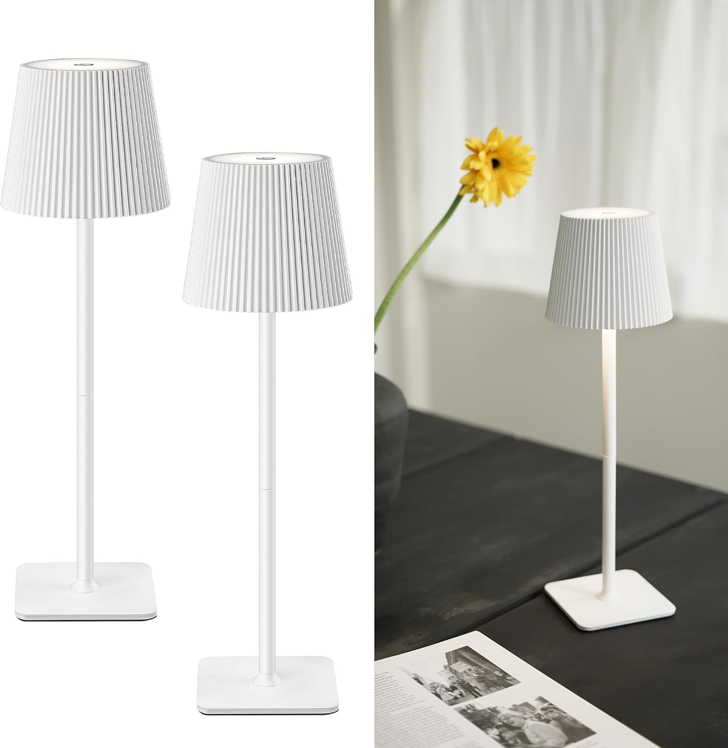 Zestaw bezprzewodowych lamp stołowych LED mAh ściemnialne lampy nocne o długiej żywotności wodoodporne do wnętrz i na zewnątrz do sypialni łazienek