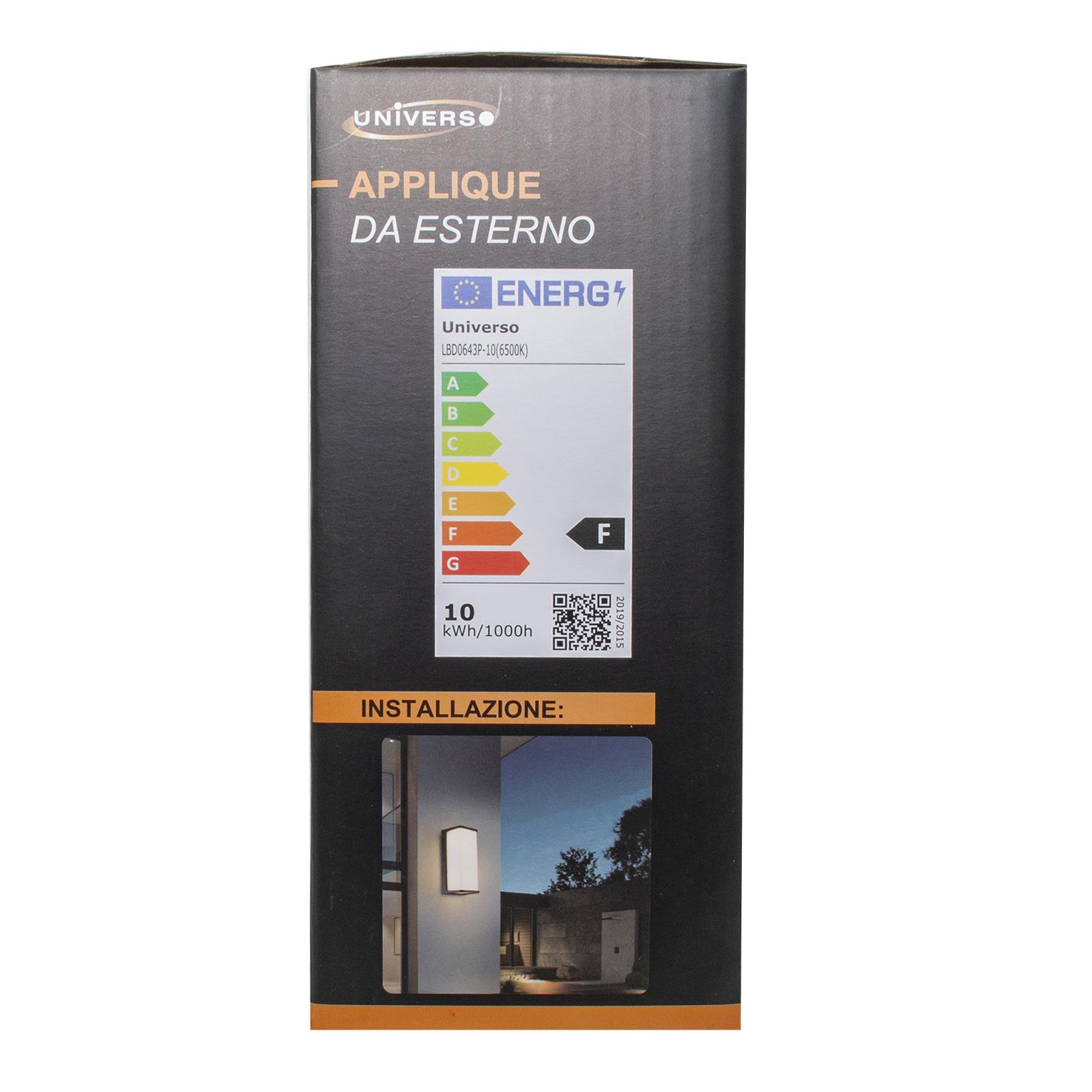 Aplique moderno lámpara impermeable IP65 LED 10W salida 95W aplique de bajo consumo jardín entrada balcón 230V NEGRO 6500K - 9