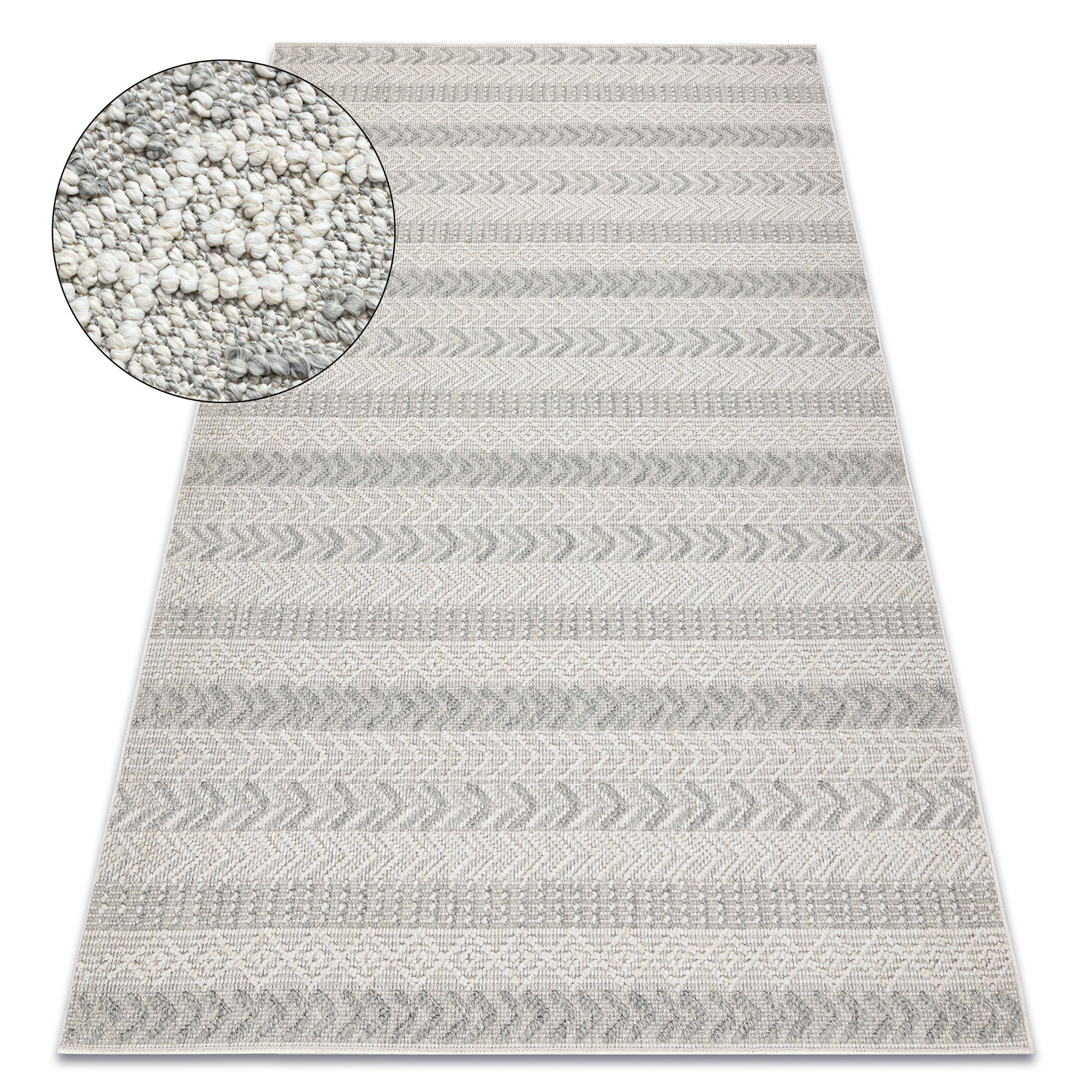 Alfombra jersey 19243 gris - espina de pescado, estructural, lazo boho 120x170 cm