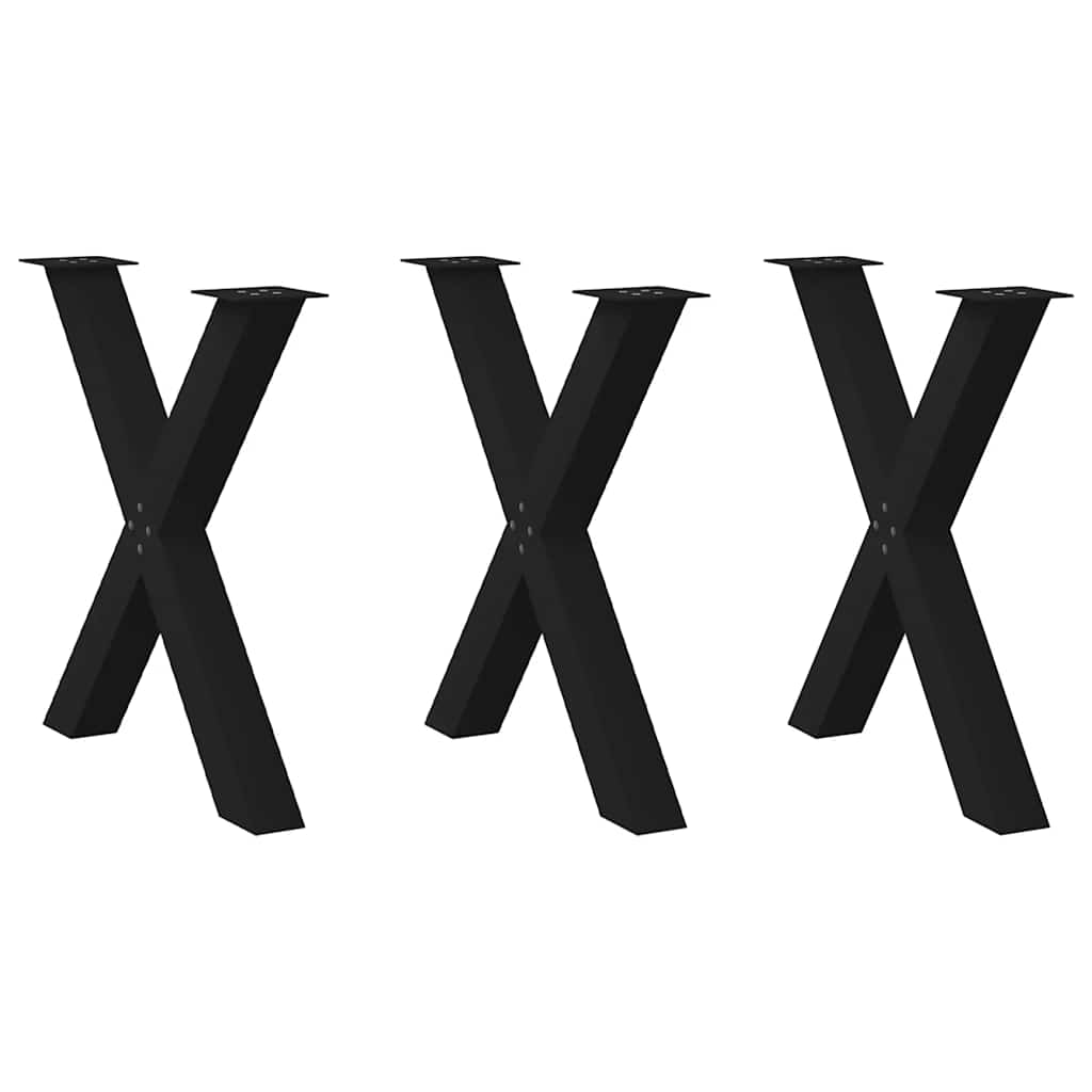 Pernas de mesa de jantar em forma de X 3 unidades de aço preto - COMFORTXL - 2