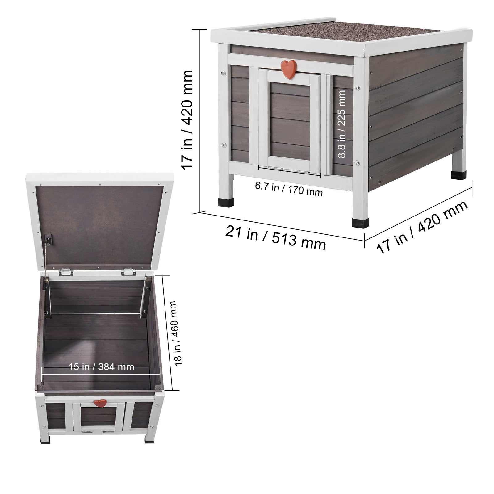 Niche d’extérieur pour chats SucceBuy en bois, résistante aux intempéries, abri pour chats sauvages, maison extérieure pour plusieurs chats - 2