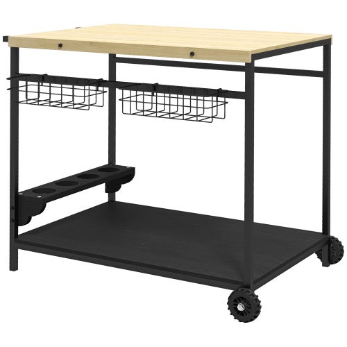 Carrello Portatutto Multiuso 3 Livelli In Metallo E Legno Con Ruote (Nero) – Perfetto Per Cucina, Ufficio O Camera Da Letto!
