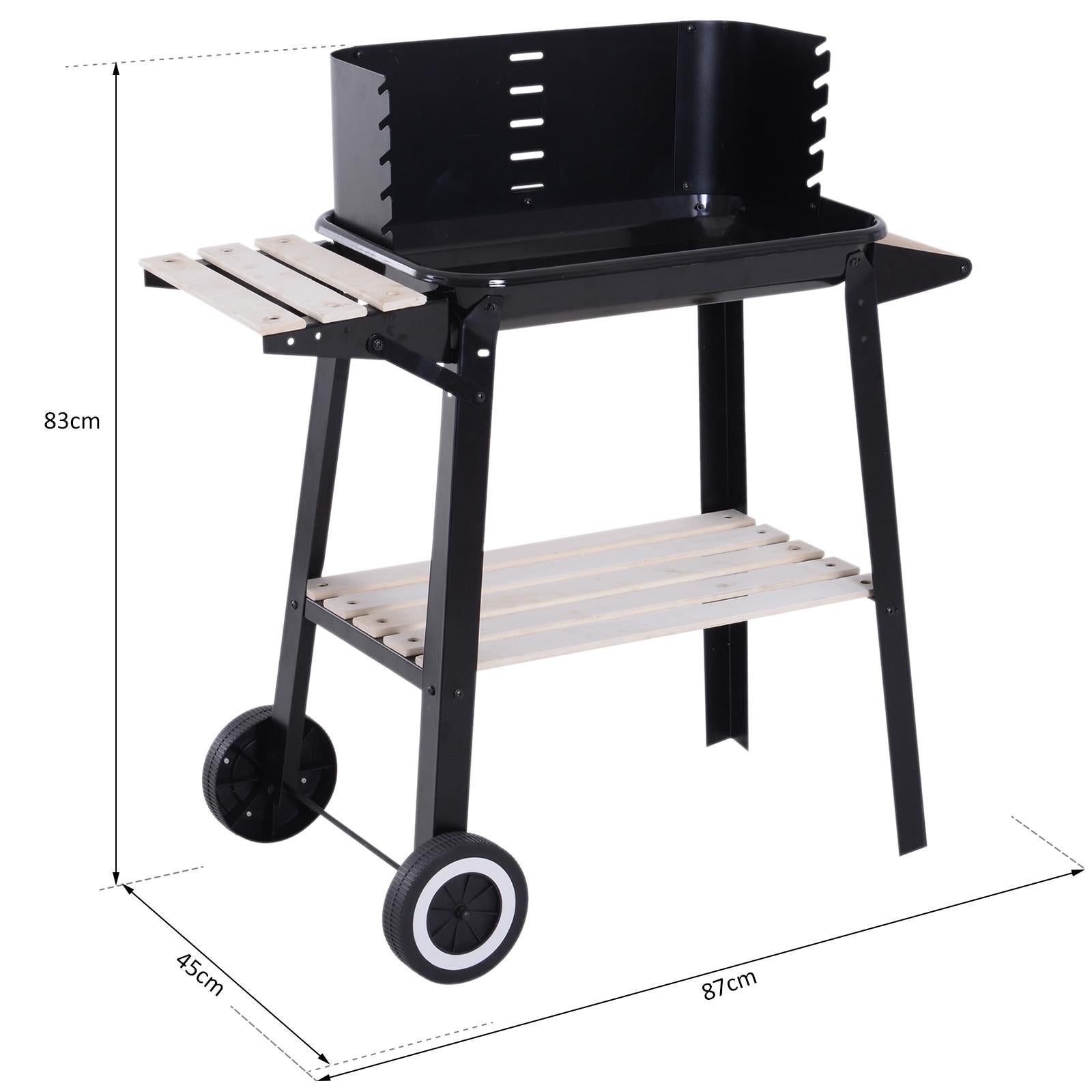 Barbecue a Carvão Outsunny Preto Metal e Porcelana 83x45x87cm - 6