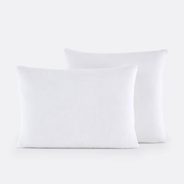 Taie d'oreiller gaze de coton/coton lavé, Kumco - Blanc - 50 x 70 cm