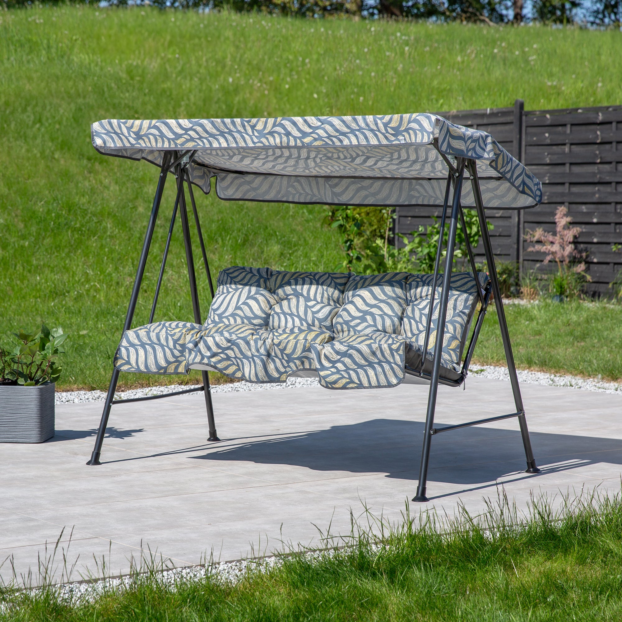 Huśtawka ogrodowa Tora szary/żółty liście PATIO - 4