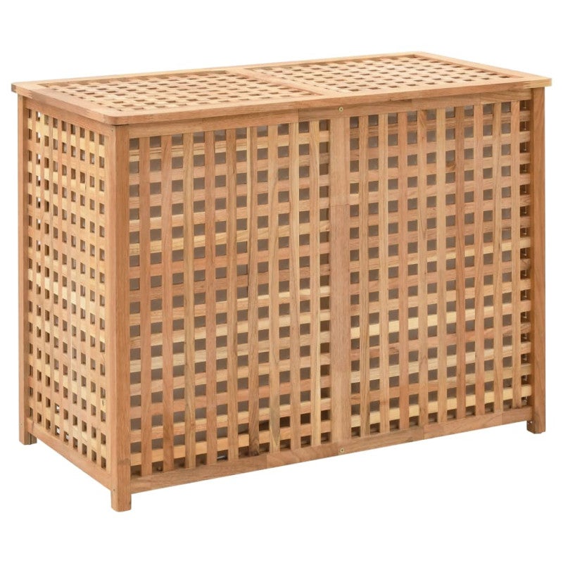 Vidaxl cesto para la ropa sucia madera maciza de nogal 87,5x46x67 cm