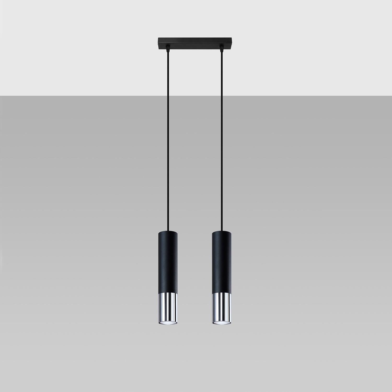 Lampa sufitowa wisząca Loopez czarno-srebrna 2xGU10x40W wym: 100 x 29 x 29 cm metal Sollux Lighting