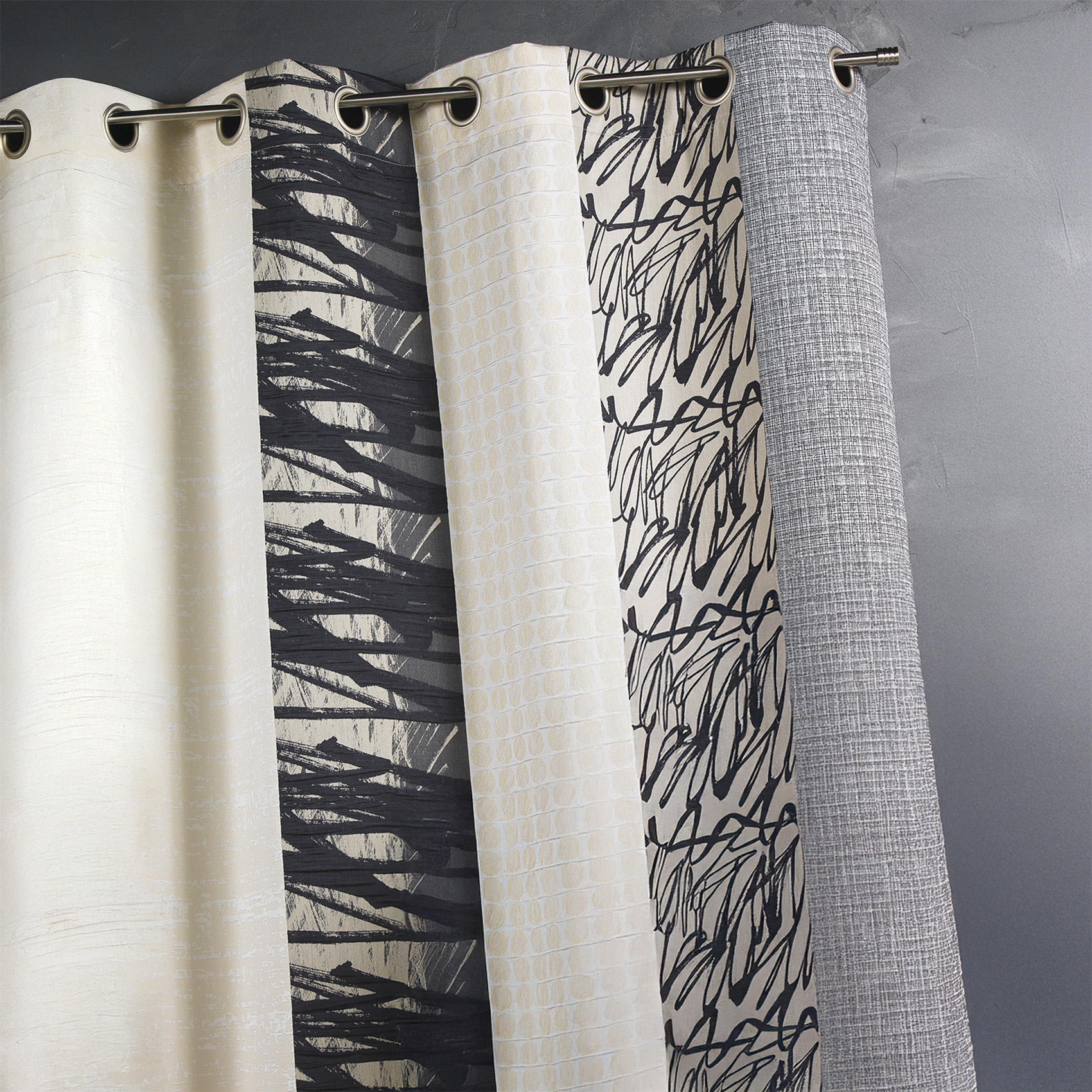 Rideau à Rayures Verticales Naturel Marius Coloris Bleu Taille 140x245 Cm