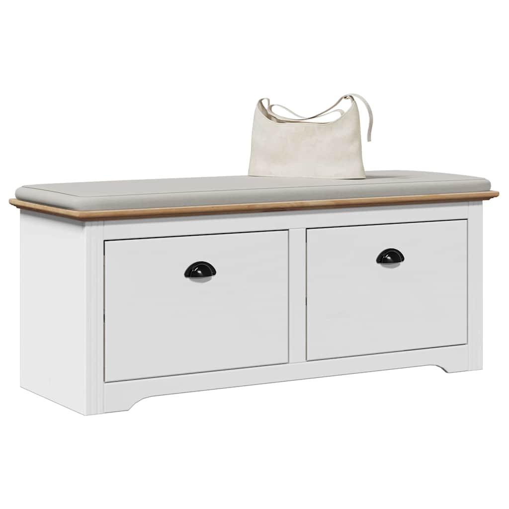 VidaXL Panca Da Ingresso BODO Bianca 114x40x45 Cm - Legno Massello Di Pino Con 2 Cassetti, Contenitore Per Scarpe E Seduta
