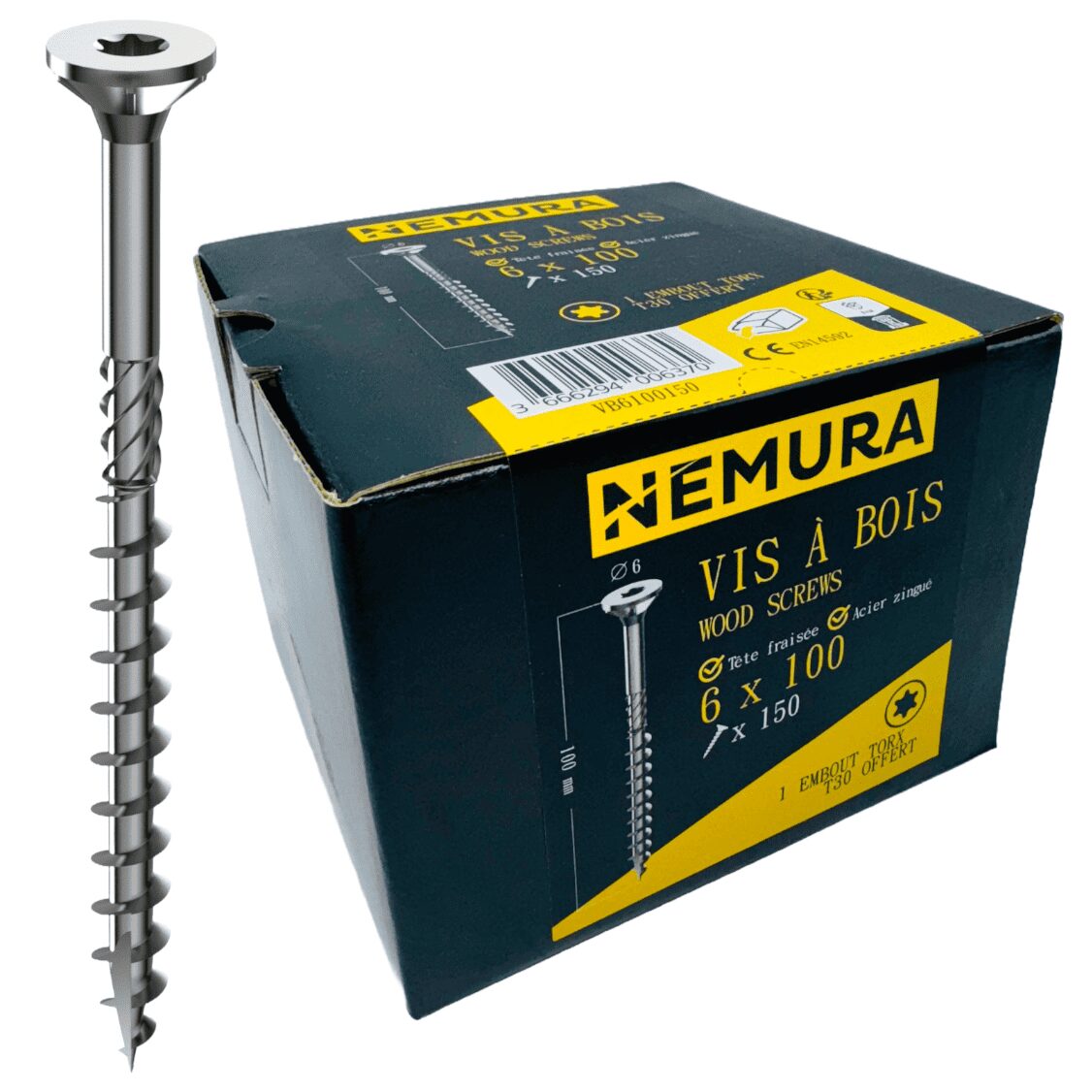 100 Viti Per Legno Torx 5x60mm + Punta T20 - Testa Svasata, Acciaio Zincato, Autofilettanti - Foto 12