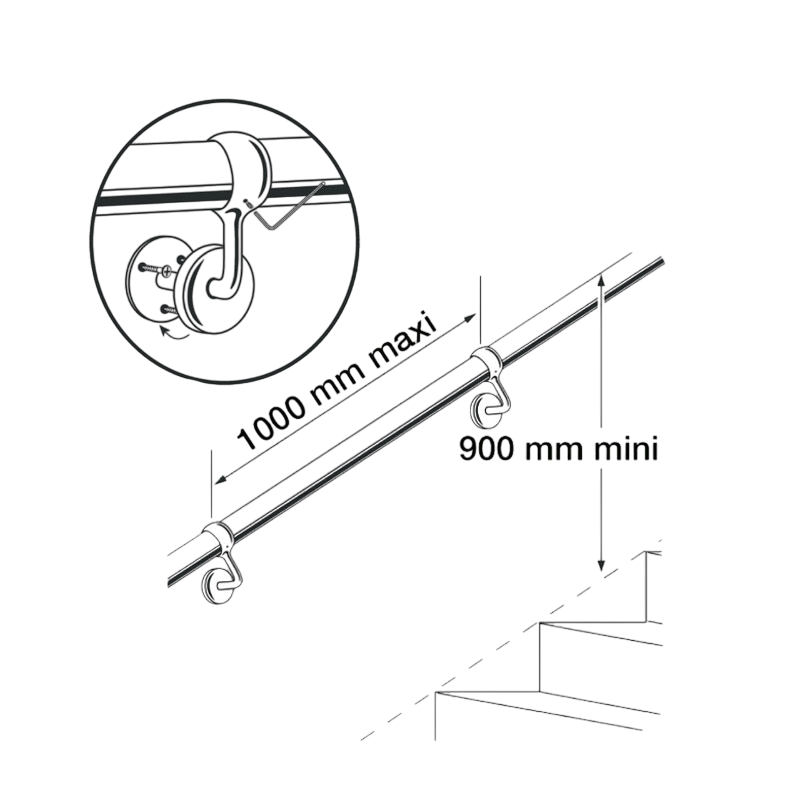 Support pour main courante inox finition chromée, KORDO - 2