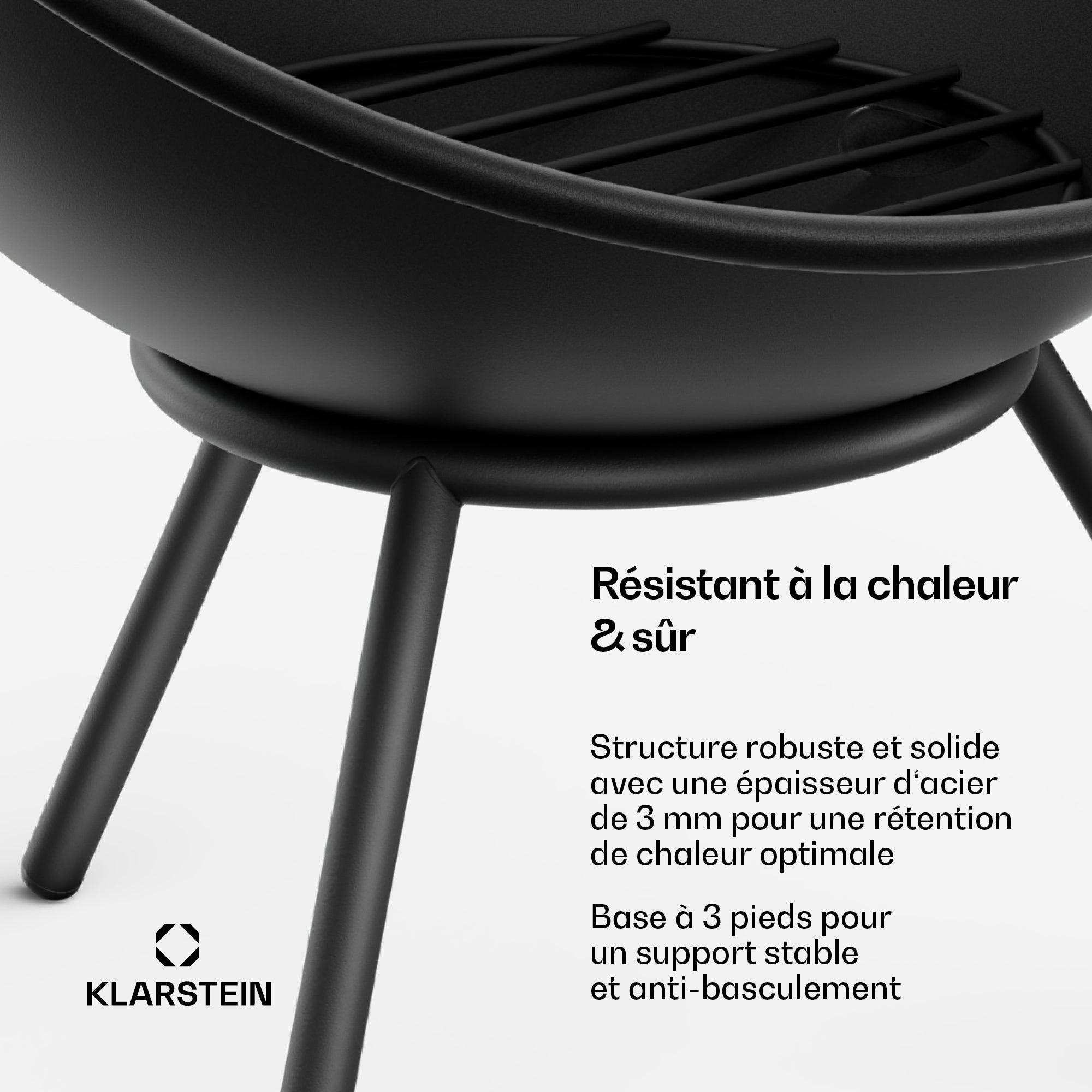 KLARSTEIN Fireball coupe-feu basse | protection anti-étincelles | résistant à la corrosion | robuste | 43 cm | noir Noir - 4