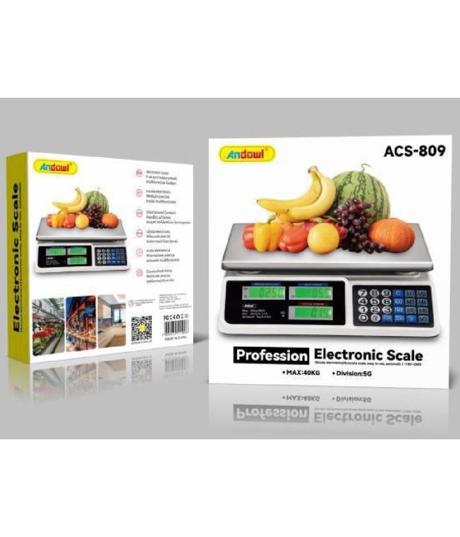 Trade Shop - Bilancia Digitale Elettronica Professionale Da Cucina Portata Max. 40kg Acs-809 - - 2