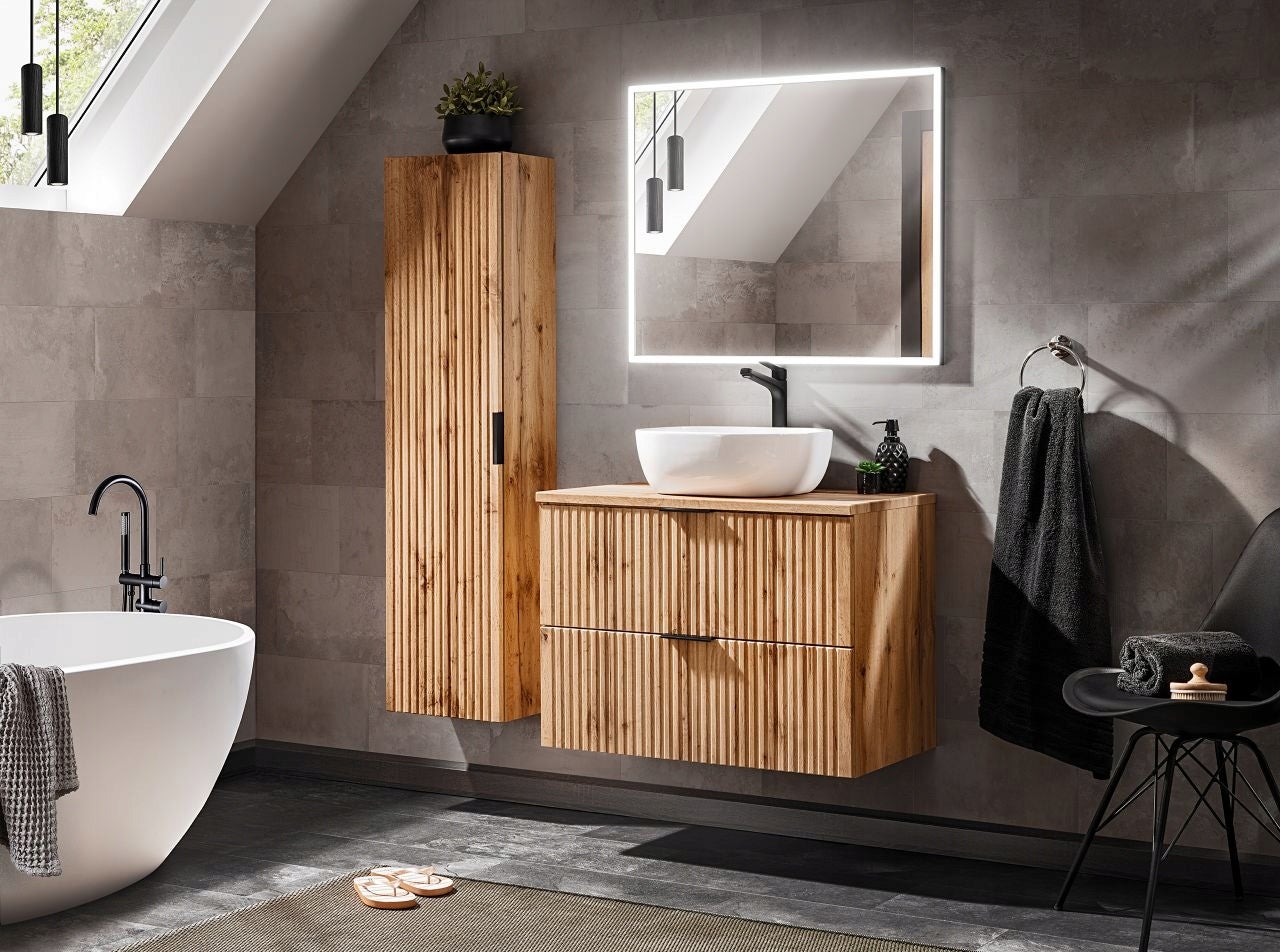 Blat łazienkowy 80 cm dąb wotan mat MDF nowoczesny - 4