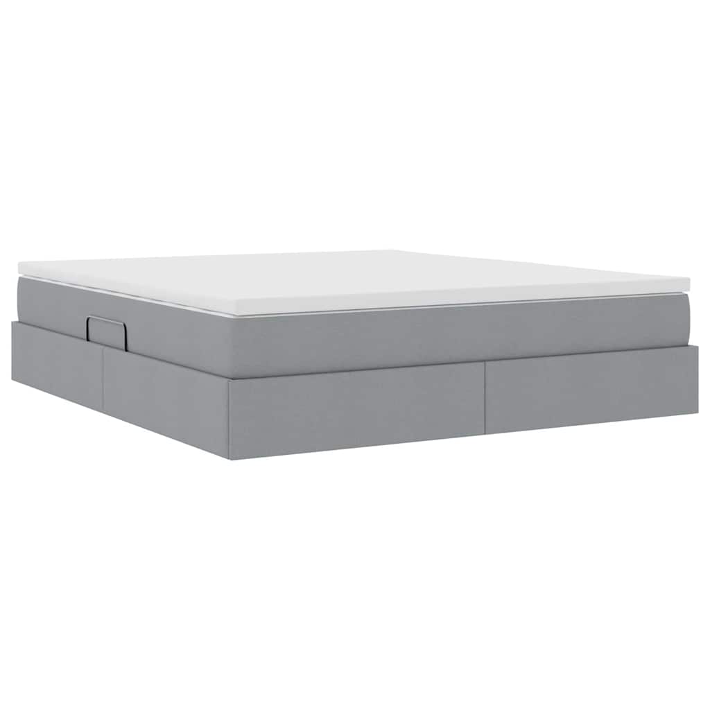 Lit avec rangement et matelas, en polyester gris clair, pour la chambre, 180 × 200 cm - 5