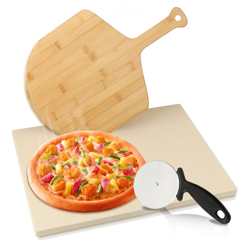 Teglia Per Pizza In Pietra, 33cm Con Rotella Tagliapizza