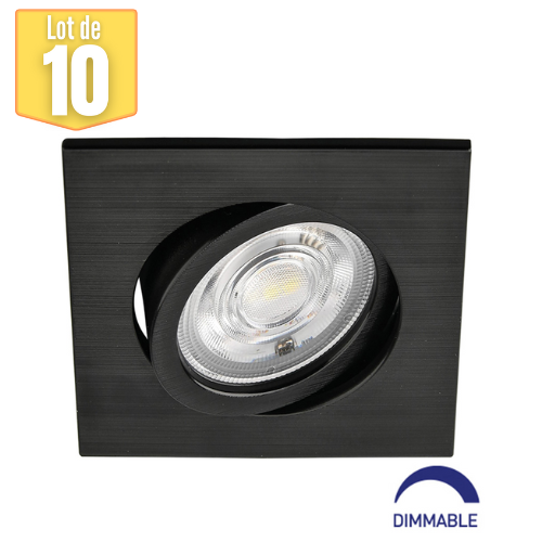 Maxxima 4 in. 2 Head Black Trimless Slim Square Recessed Anti-Glare LED Gimbal Downlight Canless IC Rated 2000 Lumens 5 Color Temperature Selectable 2700K/3000K/3500K/4000K/5000K Dimmable 90 CRI
