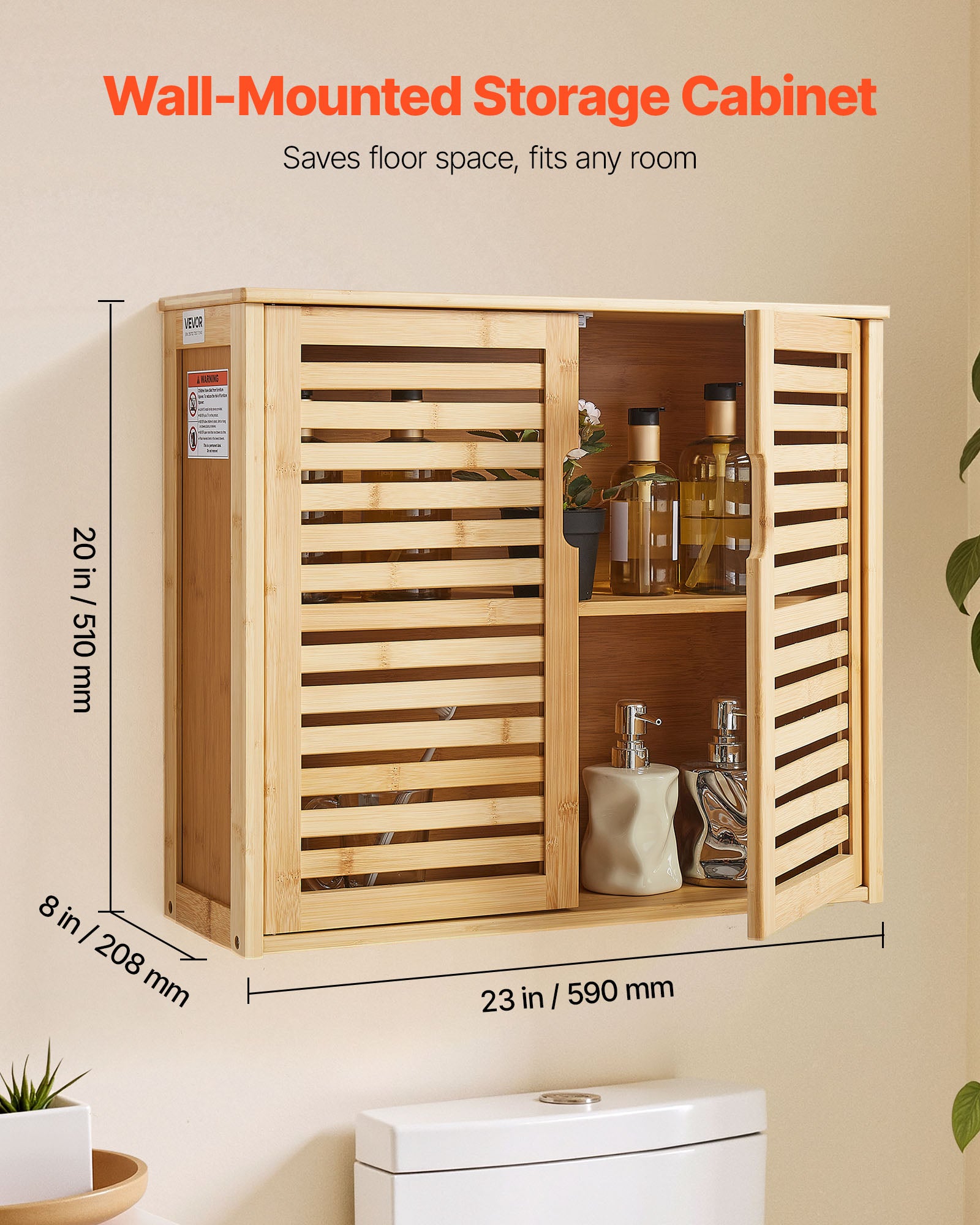 Armoire murale de salle bain VEVOR, 2 portes et étagère réglable avec 3 niveaux de hauteur, armoire à pharmacie de rangement, pour buanderie, cuisine - 2