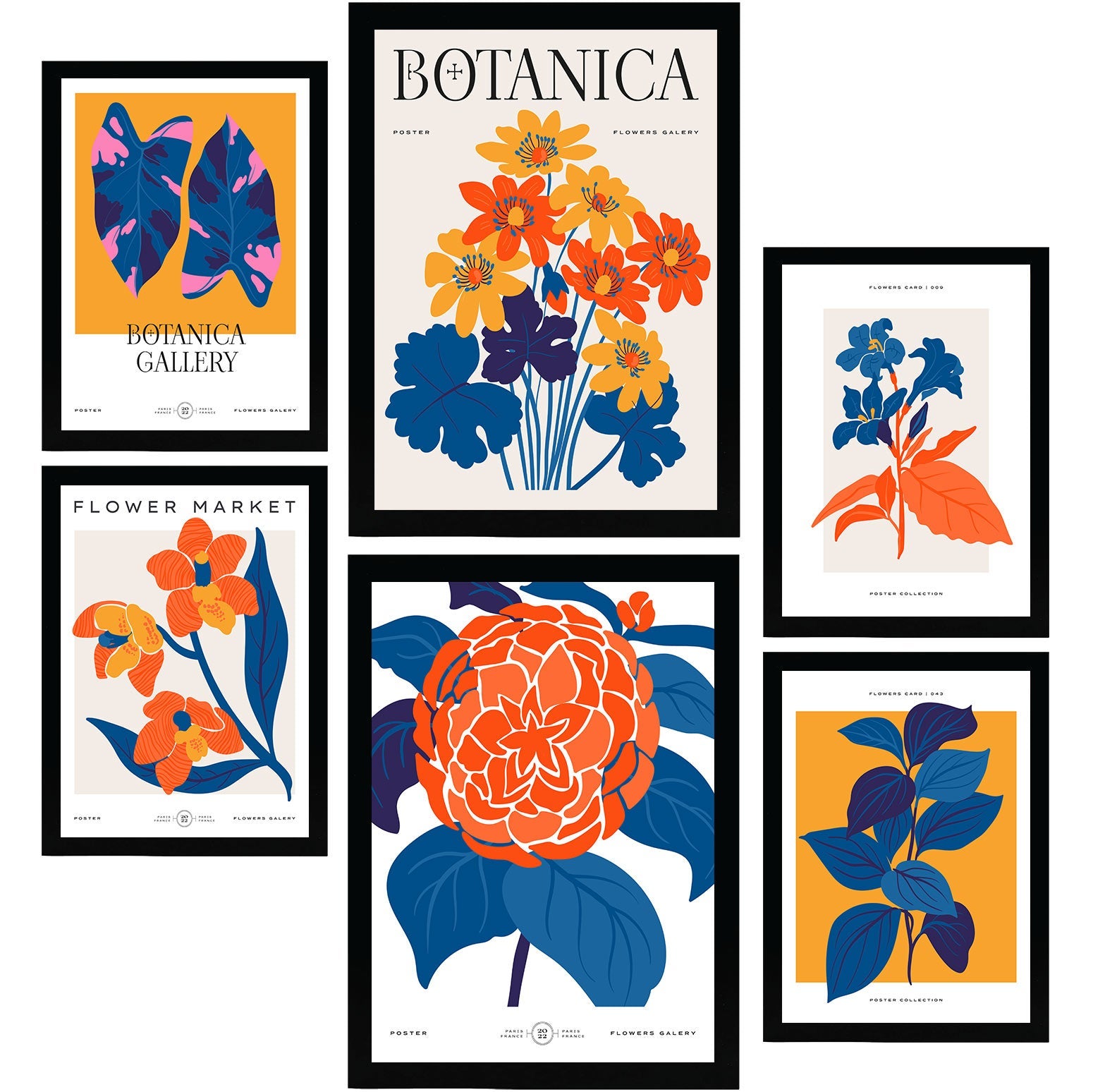 Nacnic set de 6 posters florales la vida en naranja láminas de naturaleza y botánica para el diseño y tamaños a3 & a4 sin marcos