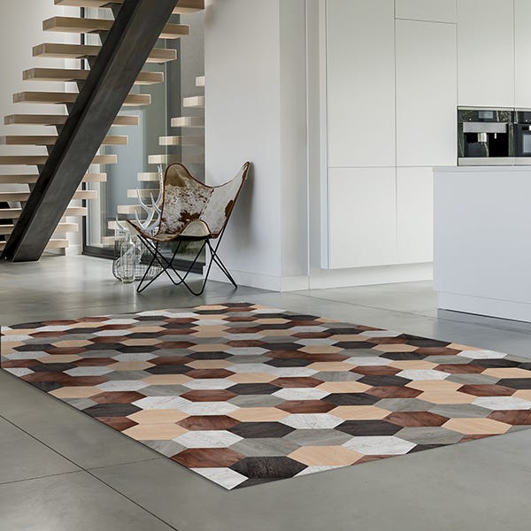 Moqueta Antideslizante Wood Madera Tablero Gris 200x200 Cm