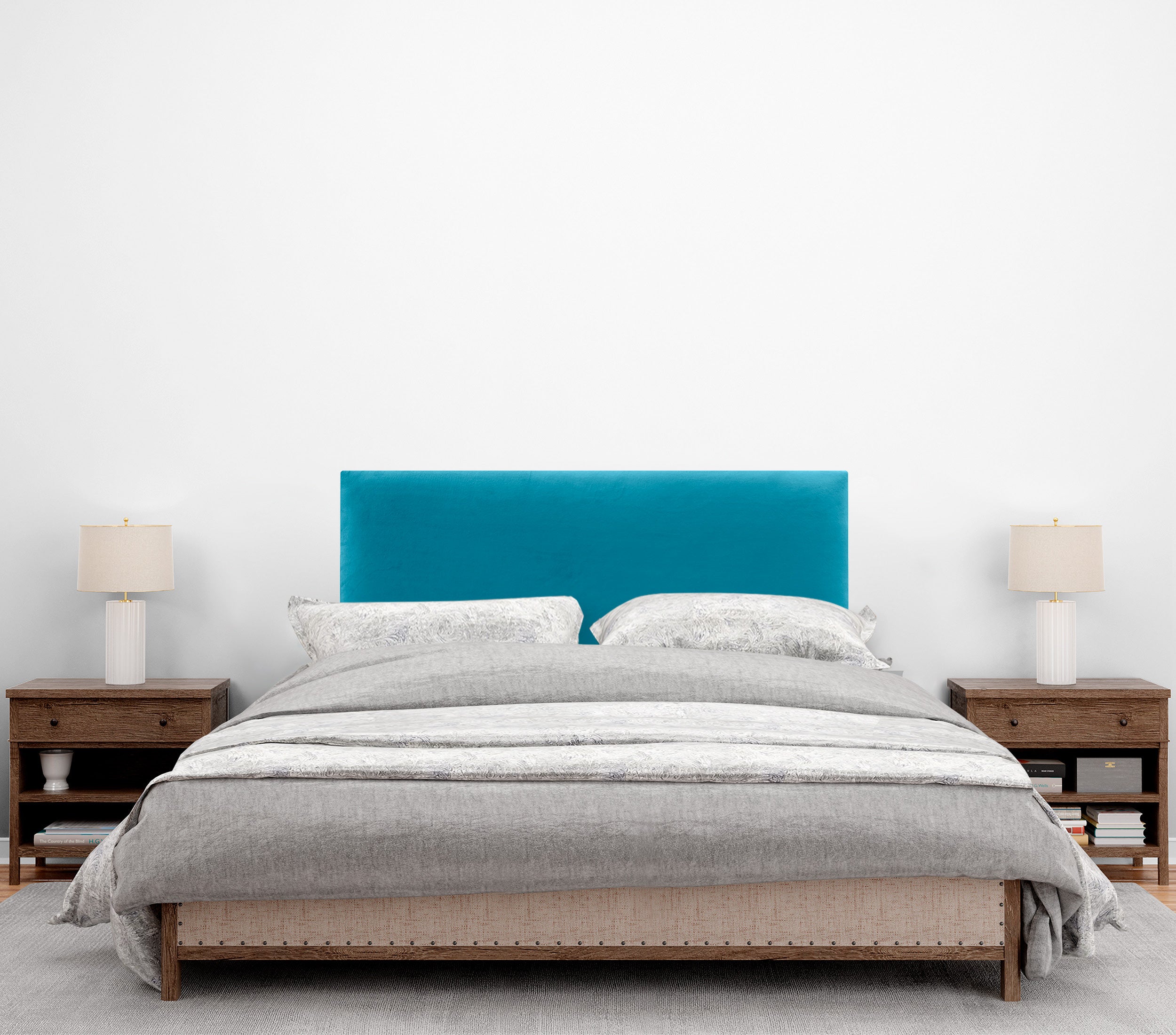 DHOME Testiera in Velluto Liscio Camera da letto Imbottita con Testiera Imbottita Moderna di Fascia Alta (Celeste, 90x60cm) - 4