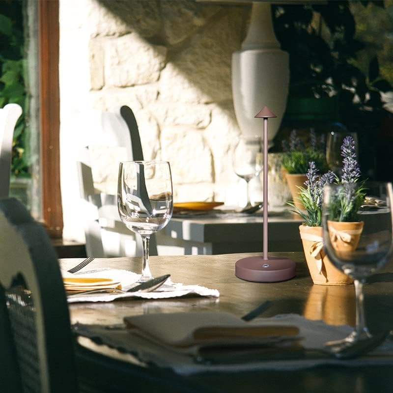 Lampes de table sans fil, barre tactile LED rechargeable, lampe de bureau portable à batterie, veilleuse à intensité variable à 2 niveaux(rouille) - 3