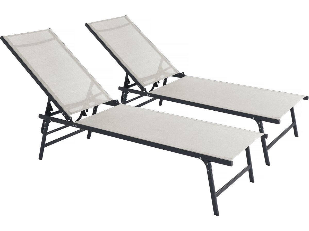 Zestaw 2 metalowych leżaków "Sublima" - 180 x 54 x 104 cm - Beżowy