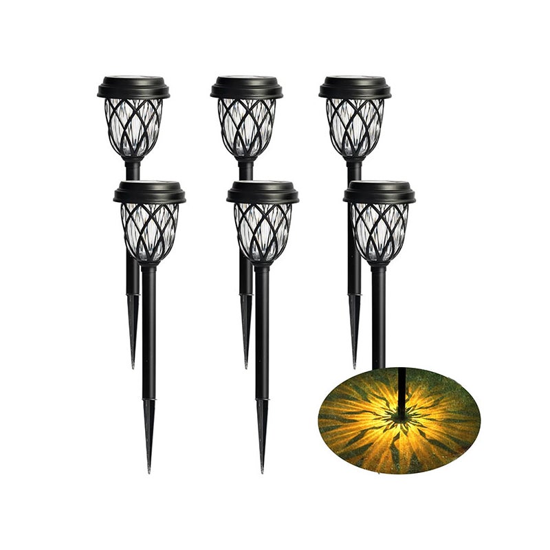 6 sztuk solarnych lamp ścieżkowych zewnętrznych, LED ciepłe białe wodoodporne lampki nocne na paliku ogrodowym - 41 cm