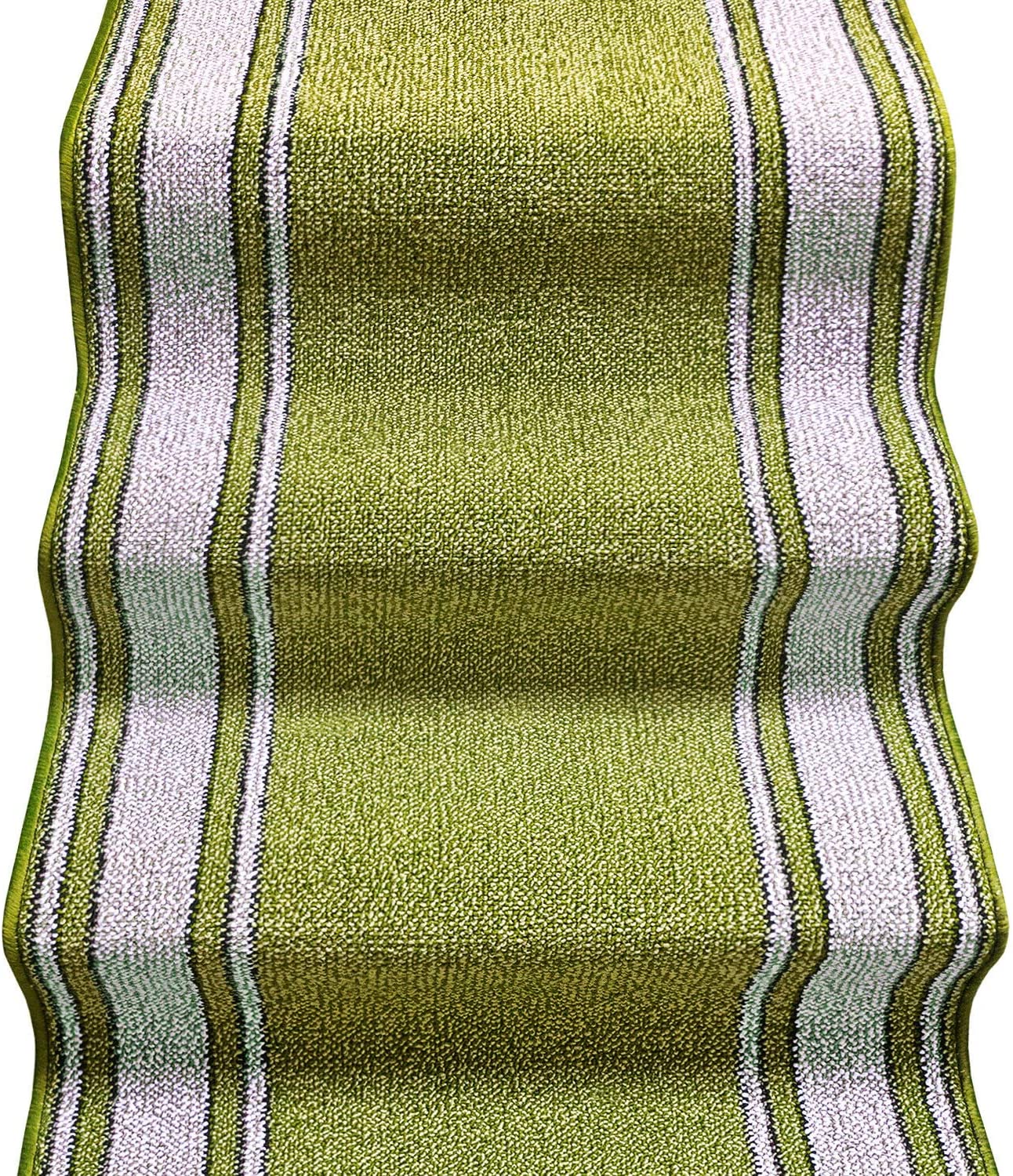 Camino de escalera 67x260 cm alfombra bordeado corredor entrada pasillo cocina peldaños estilo clásico verde
