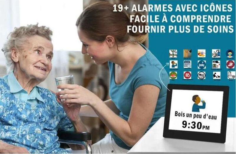 Horloge calendrier numérique One Piece 10 pouces avec date et heure, horloge Alzheimer pour parents,Rappel de médicaments - 5