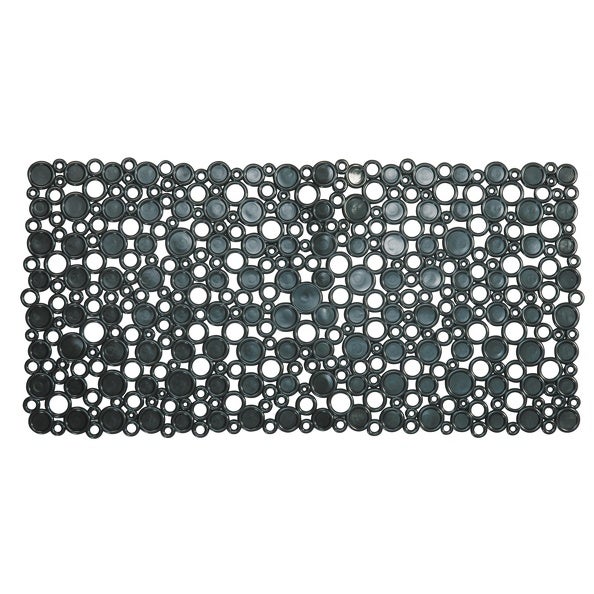 Tapis Baignoire Antidérapant Spirella Alaska Mousse PVC 91x36 Cm - Ventouses + Trous Drainage - Noir Tapis Bain Anti Moisissure
