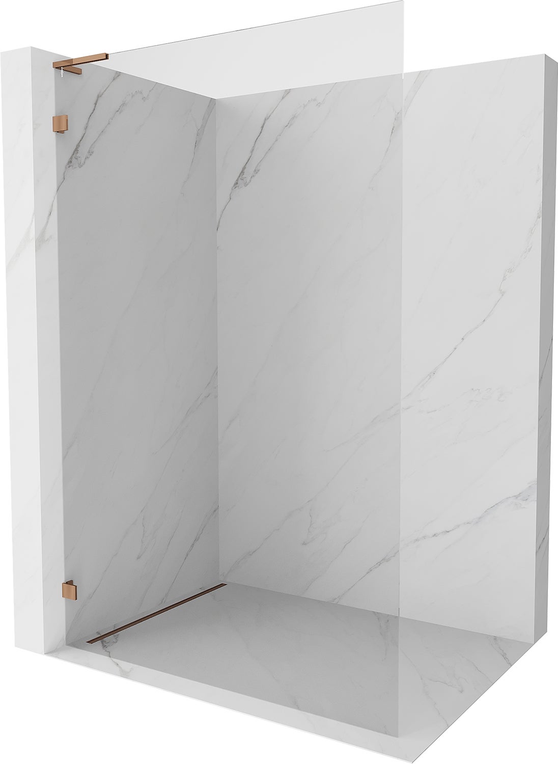 Mexen Lunar L ścianka prysznicowa Walk-in lewa 120 x 200 cm, transparent 8 mm, różowe złoto - 830L-120-000-60-00-L