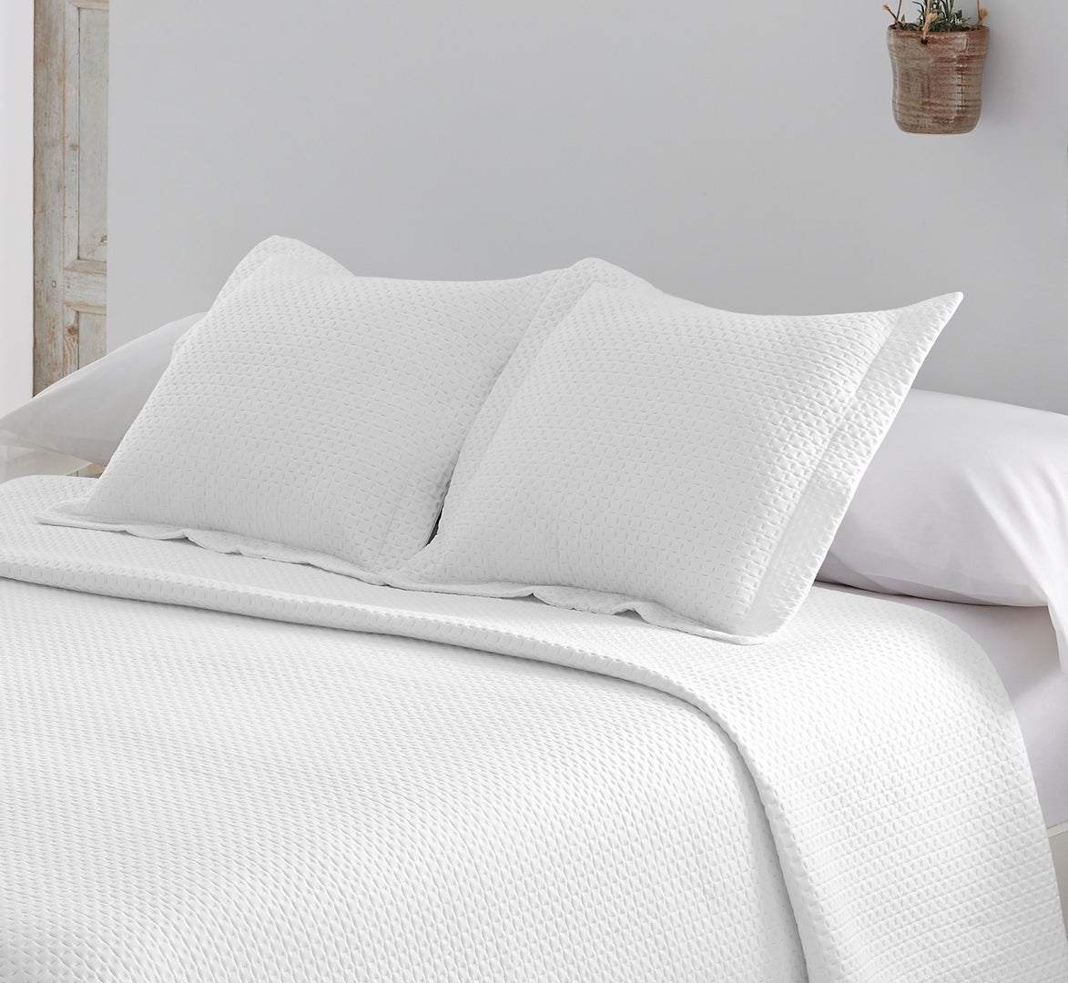 Colcha Lisa Reversible Blanca cama 150 cm - 250x270 cm - 2