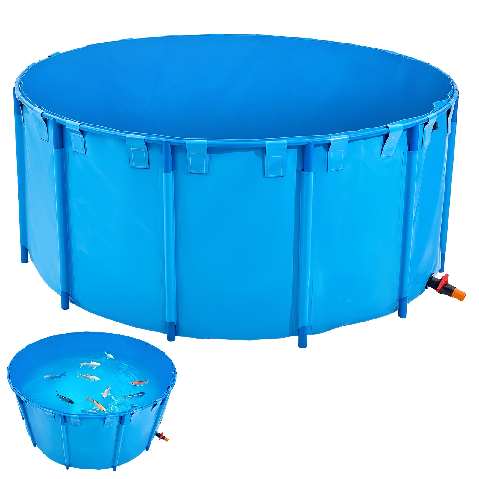 VEVOR Fish Pond PVC φ2400x1000mm Akwarium Miska dla ryb 5000L Koi Pond Niebieski