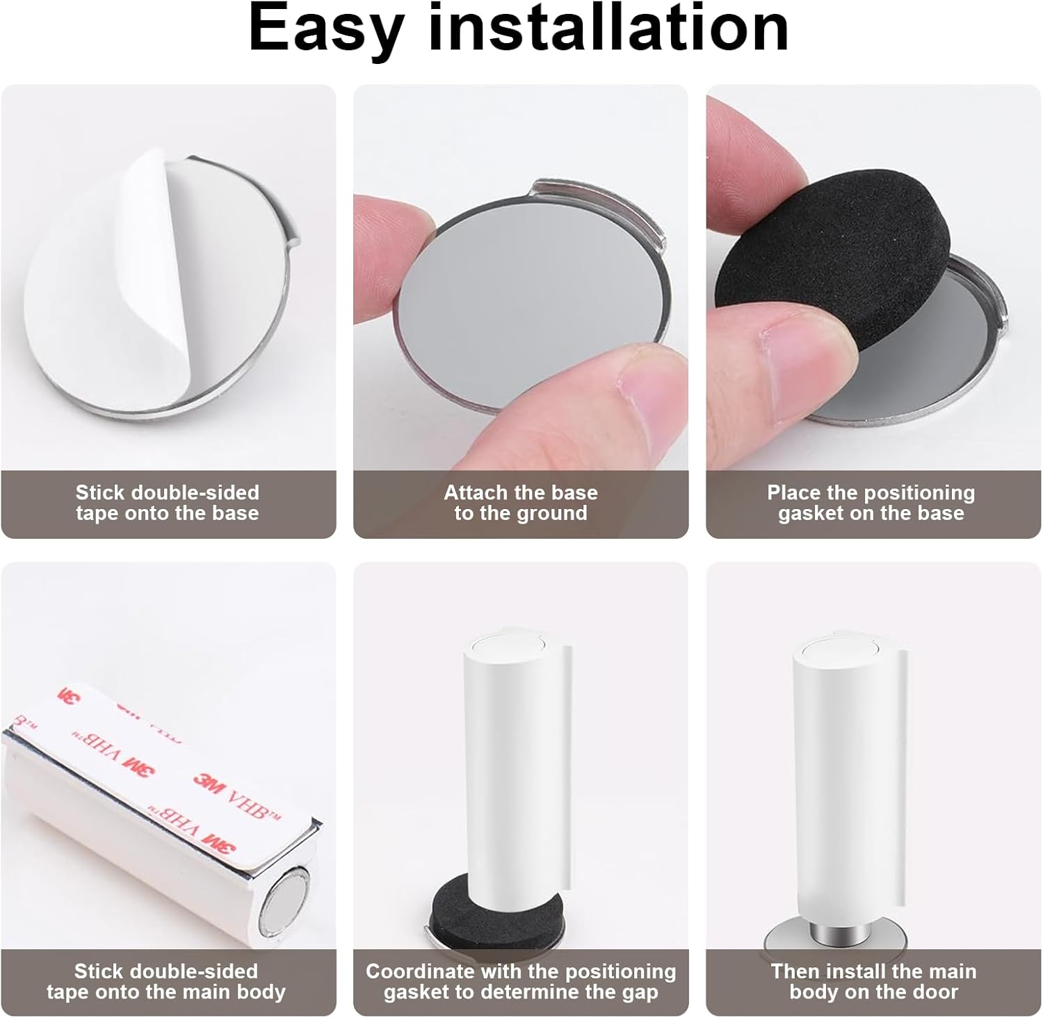 Bloc Porte Aimanté, Butée De Porte Magnétique, Bloc Porte Intérieur, Stop Porte, Sans Percage Acier Inoxydable Invisible, pour Portes Intérieures Mais - 6