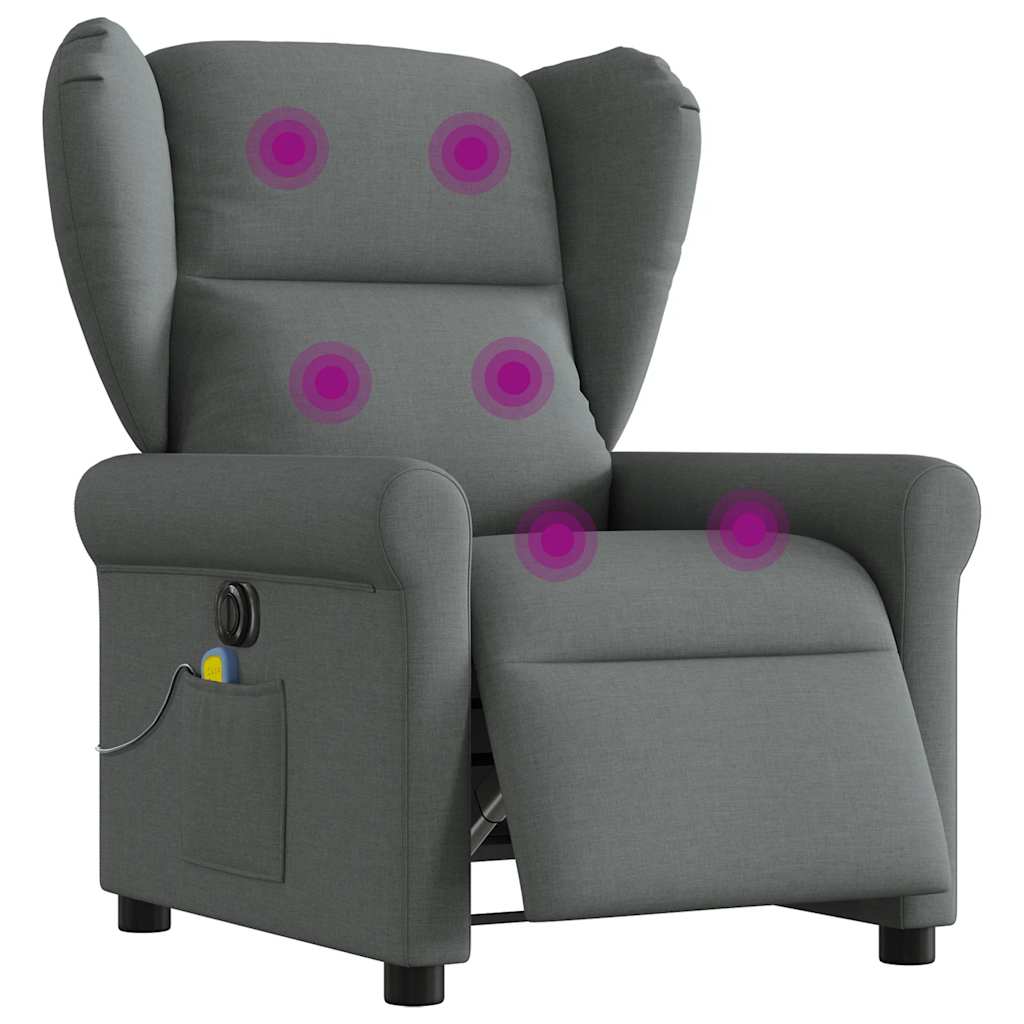 Fauteuil inclinable de massage | Fauteuil de relaxation | Chaise de relaxation électrique gris foncé tissu CFW296094 - 2