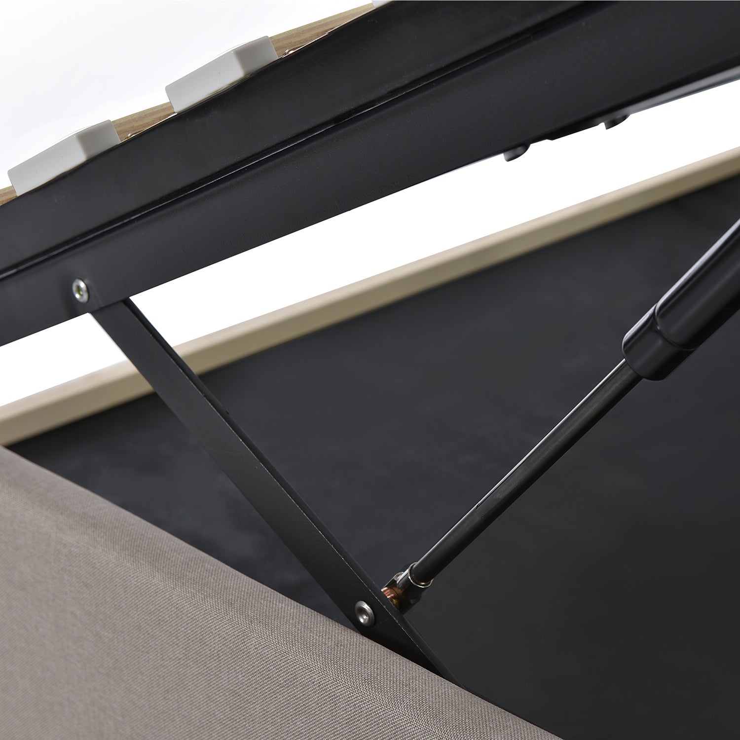 Lit coffre Lit adulte Lit capitonné hydraulique Tête de lit réglable lit double cadre de lit avec rangement 160x200 cm Blanc cassé - 7