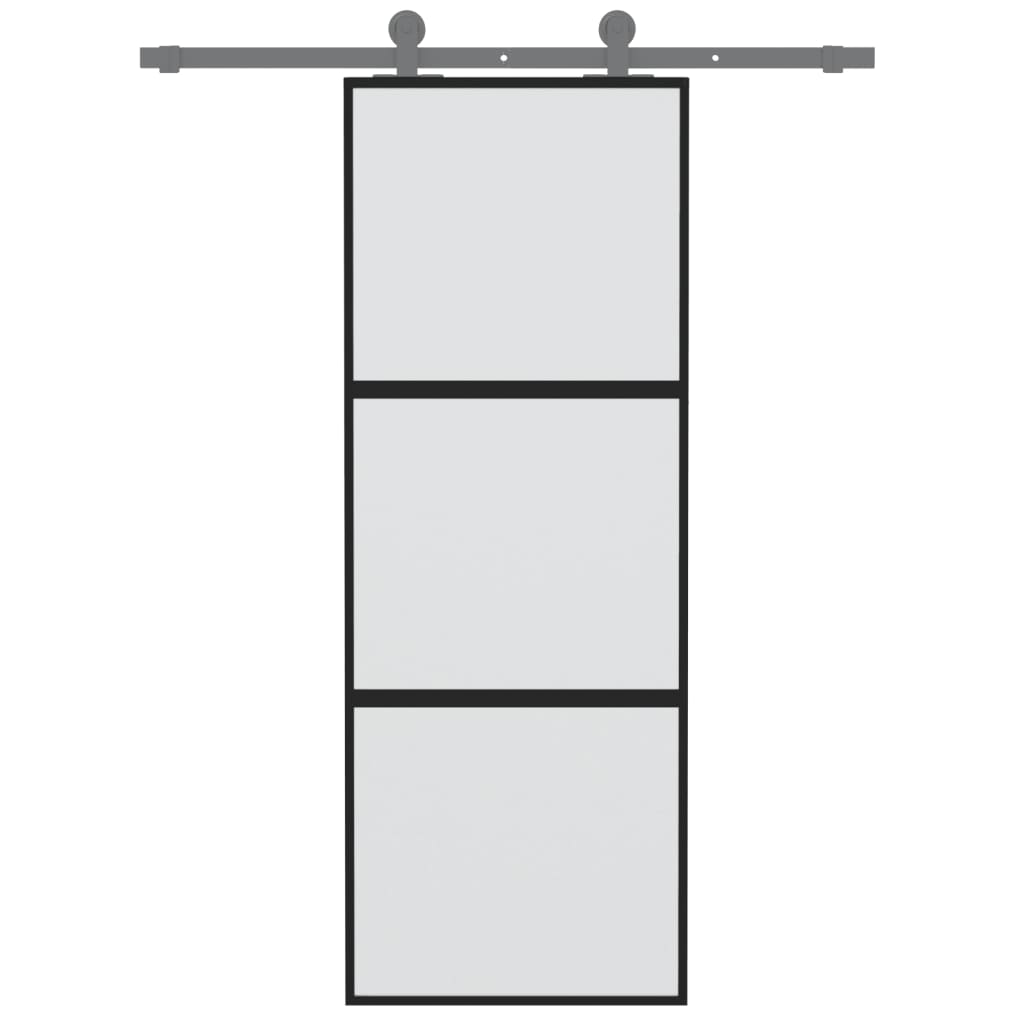 Puerta corredera | Puerta de la cocina vidrio templado y aluminio negra 76x205 cm CFW31210 - 3