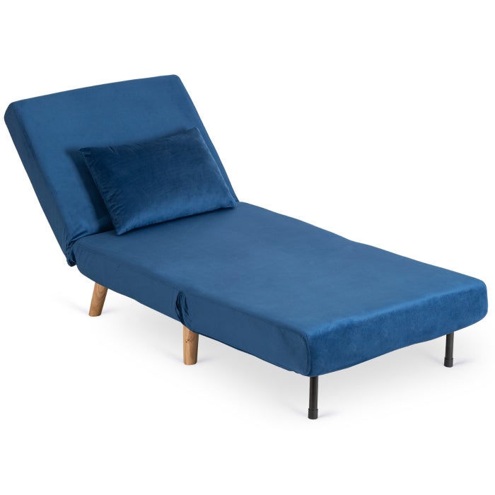 Fotel Rozkładany Do Spania Leżak Łóżko Sofa Jednoosobowa Granatowy MARRY - 4