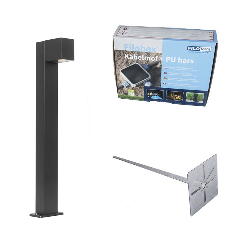 Przemysłowa stojąca lampa zewnętrzna czarna 65 cm IP44 - Baleno