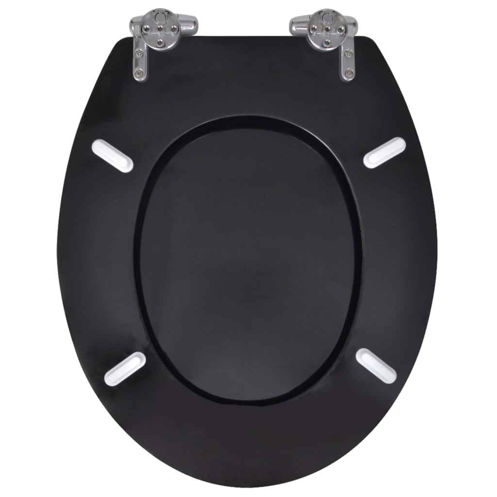 Siège de toilette en MDF à fermeture en douceur, noir - 5