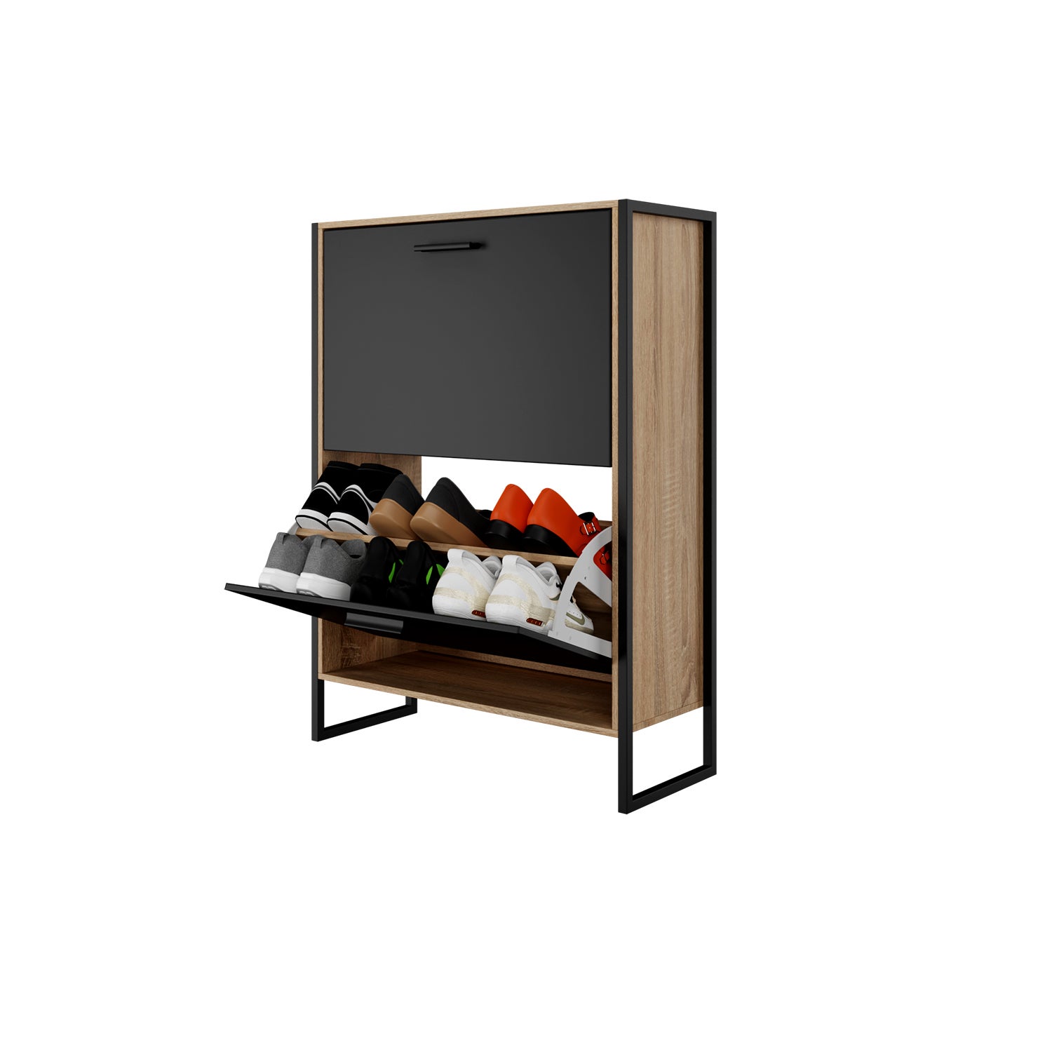 Armoire à Chaussures Prato Milton & Oldbrook - Meuble Rangement Moderne Pour 18 Paires, Design Compact Bois Brun Foncé