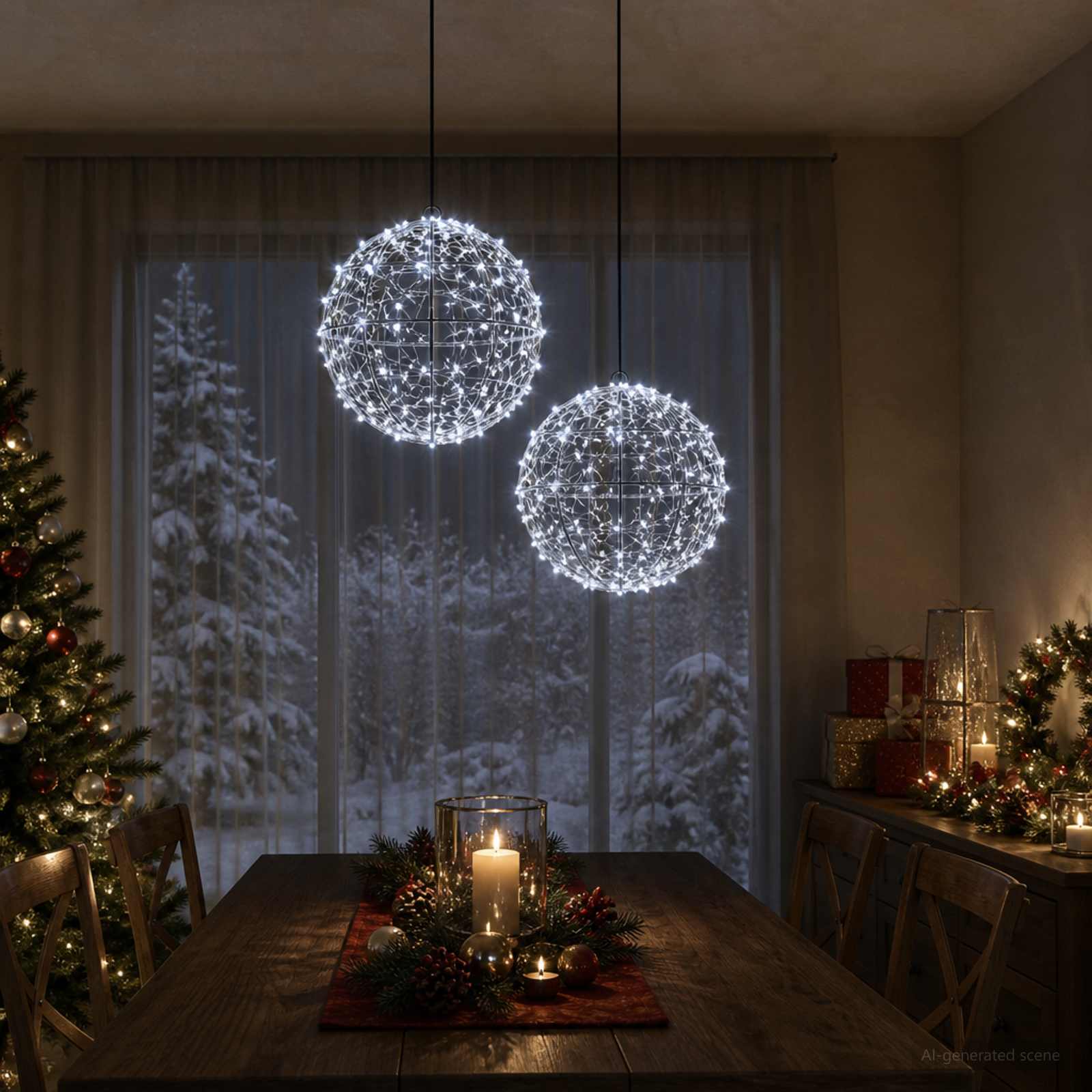Vidaxl Luz De Adorno Navideño 2 Uds. 600 Led Frío Ø 30 X 32 Cm Blanco , Leroy Merlin