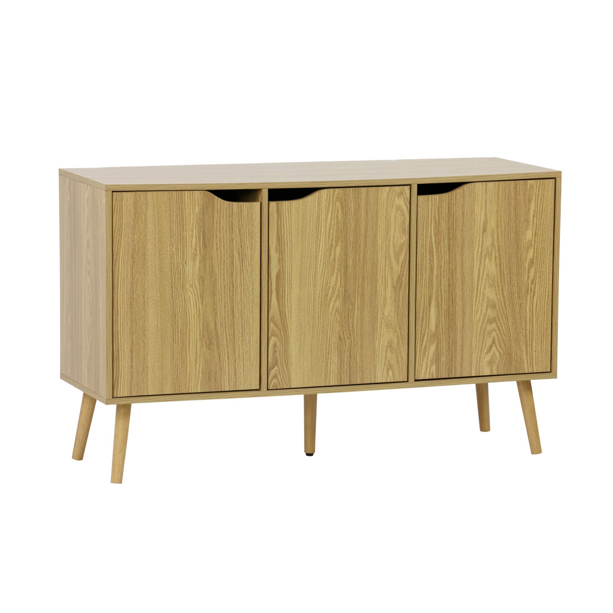 Buffet de rangement effet frêne 3 portes et 3 étagères. buffet bas ...