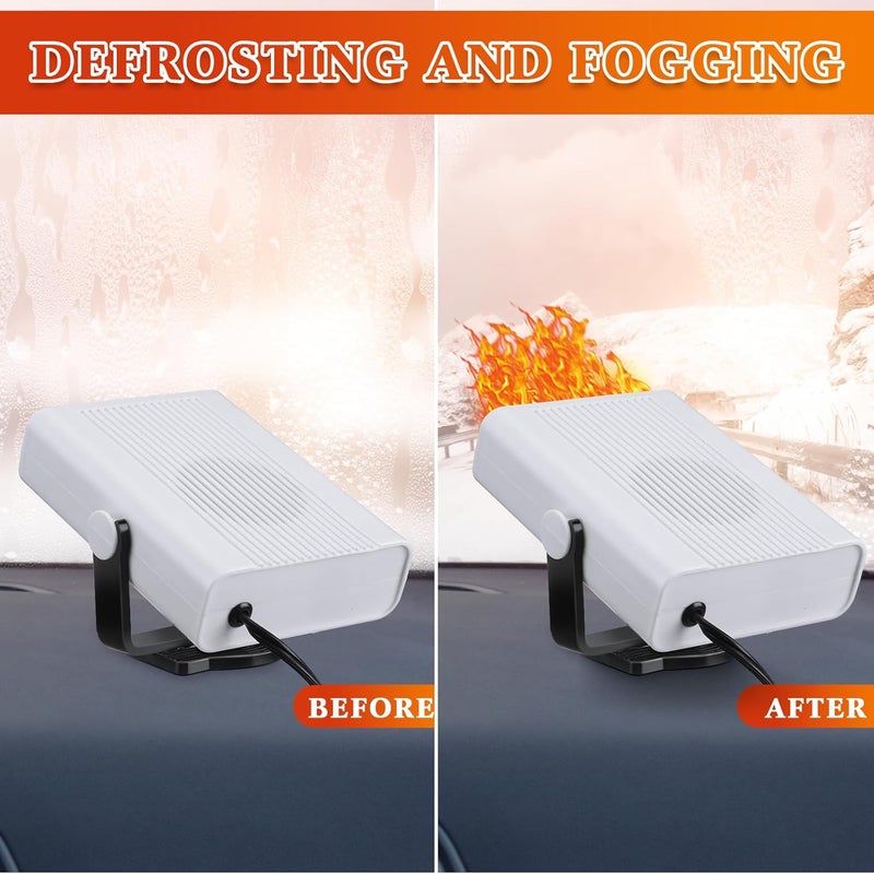 Ogrzewacz samochodowy z funkcją szybkiego rozmrażania i usuwania zaparowania, 12 V 150 W, biały.