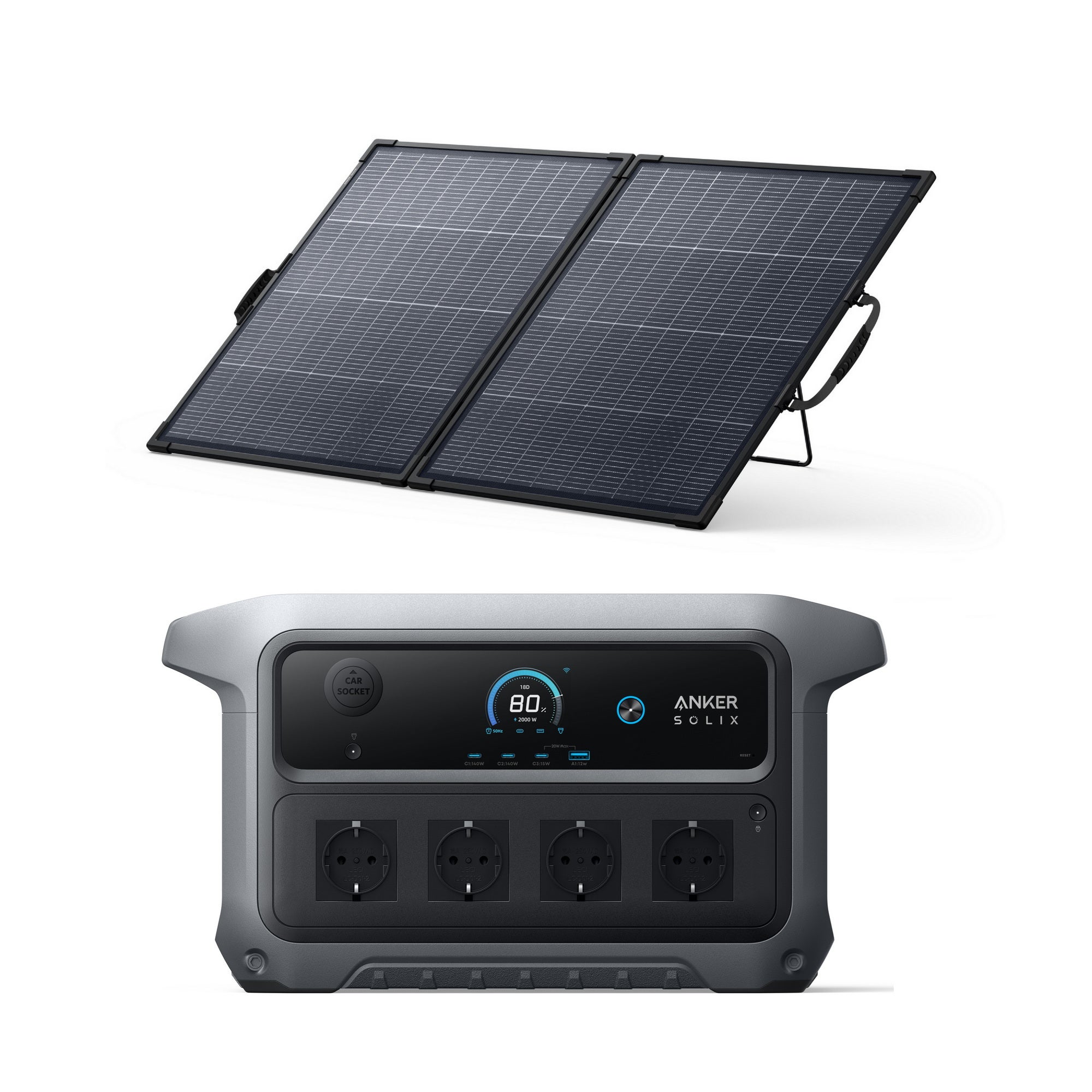 Zestaw Anker SOLIX C2000 Gen 2 z bifacjalny panelem solarnym 200W – 2048Wh, generator solarny 4x2400W